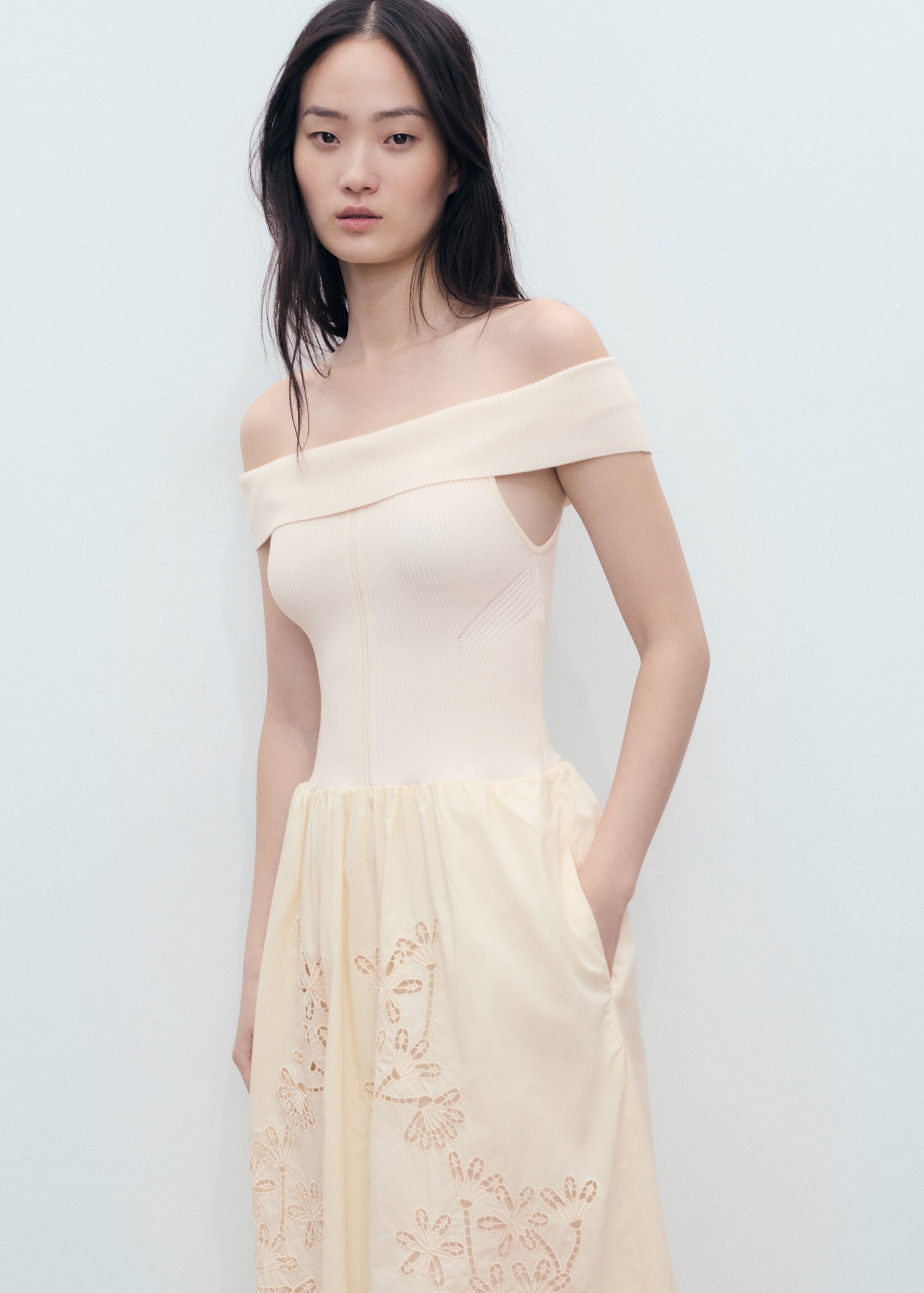 Combined dress with embroidered details - Medium plane