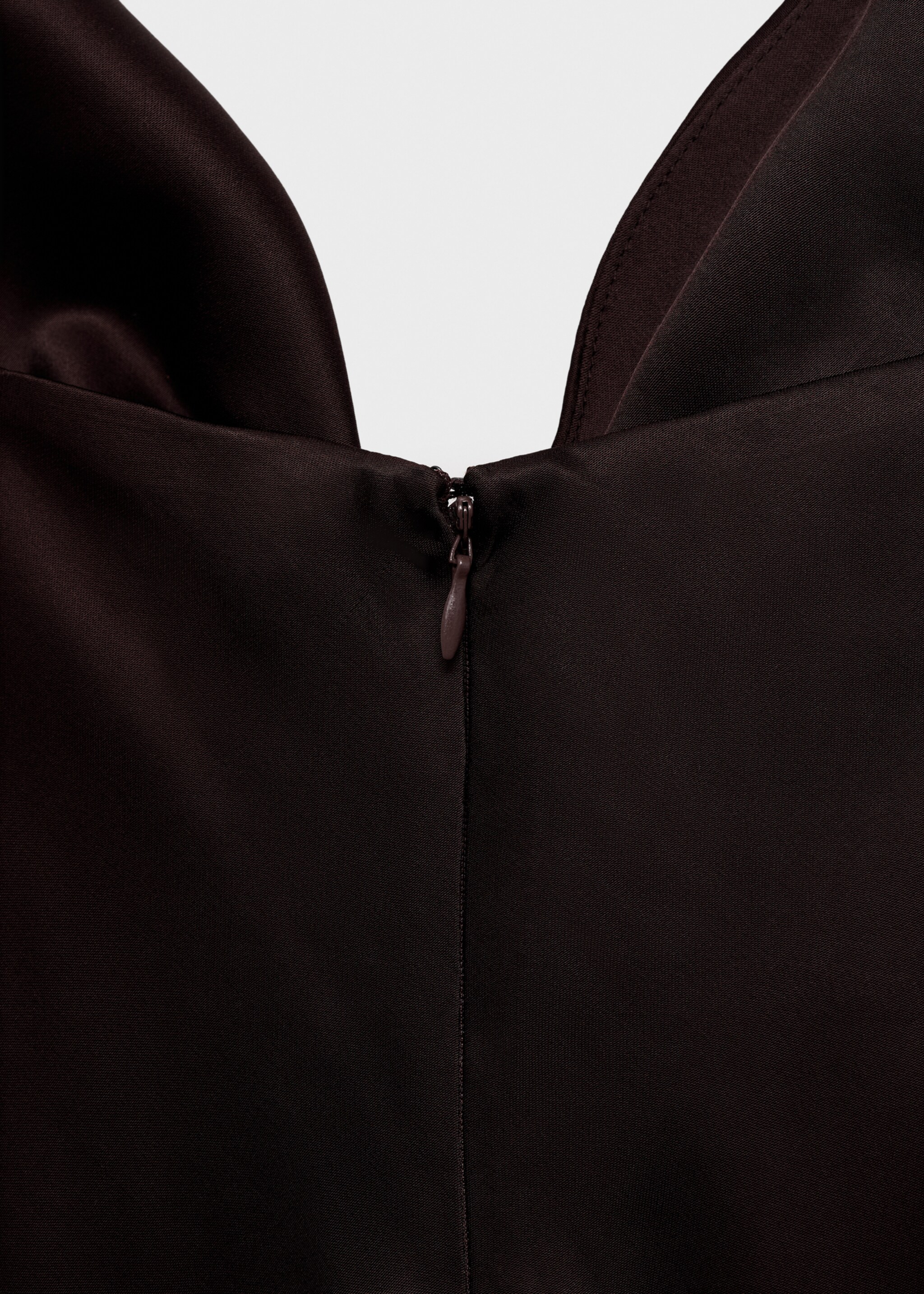 Satin dress with gathered V-neckline - Details of the article 0