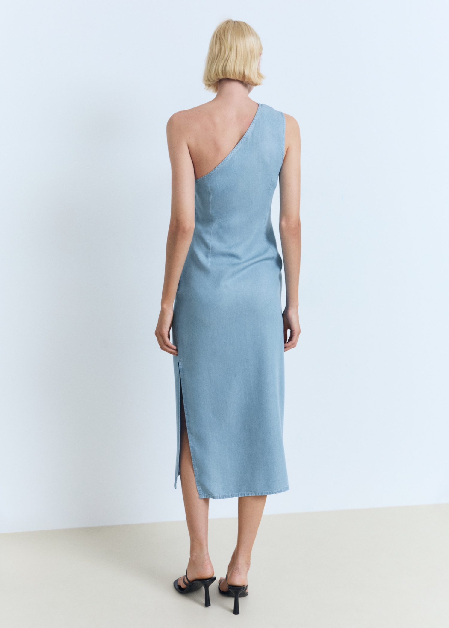 Draped asymmetrical lyocell dress - Reverse of the article