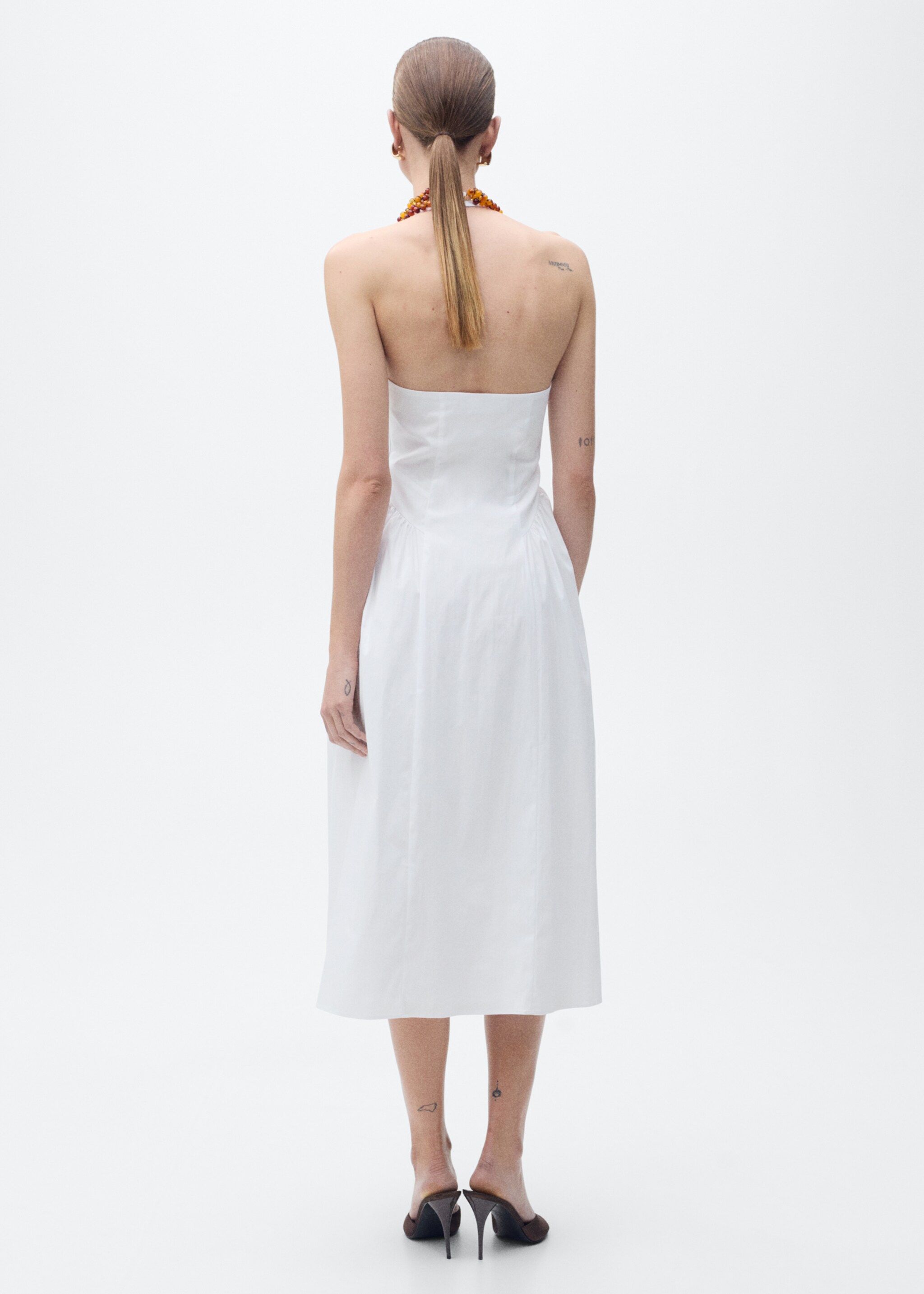 Halter neck cotton midi-dress - Reverse of the article