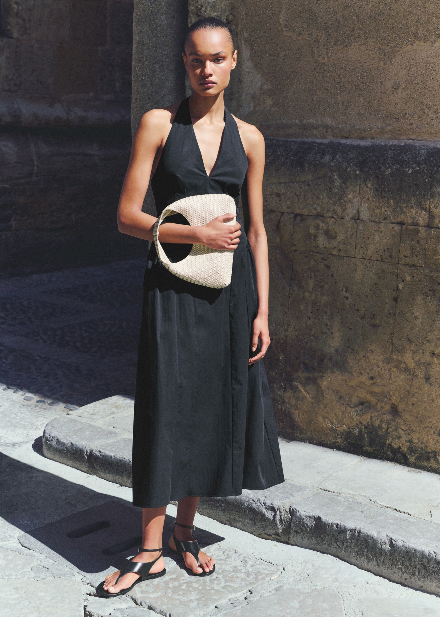 Halter neck cotton midi-dress - Details of the article 6