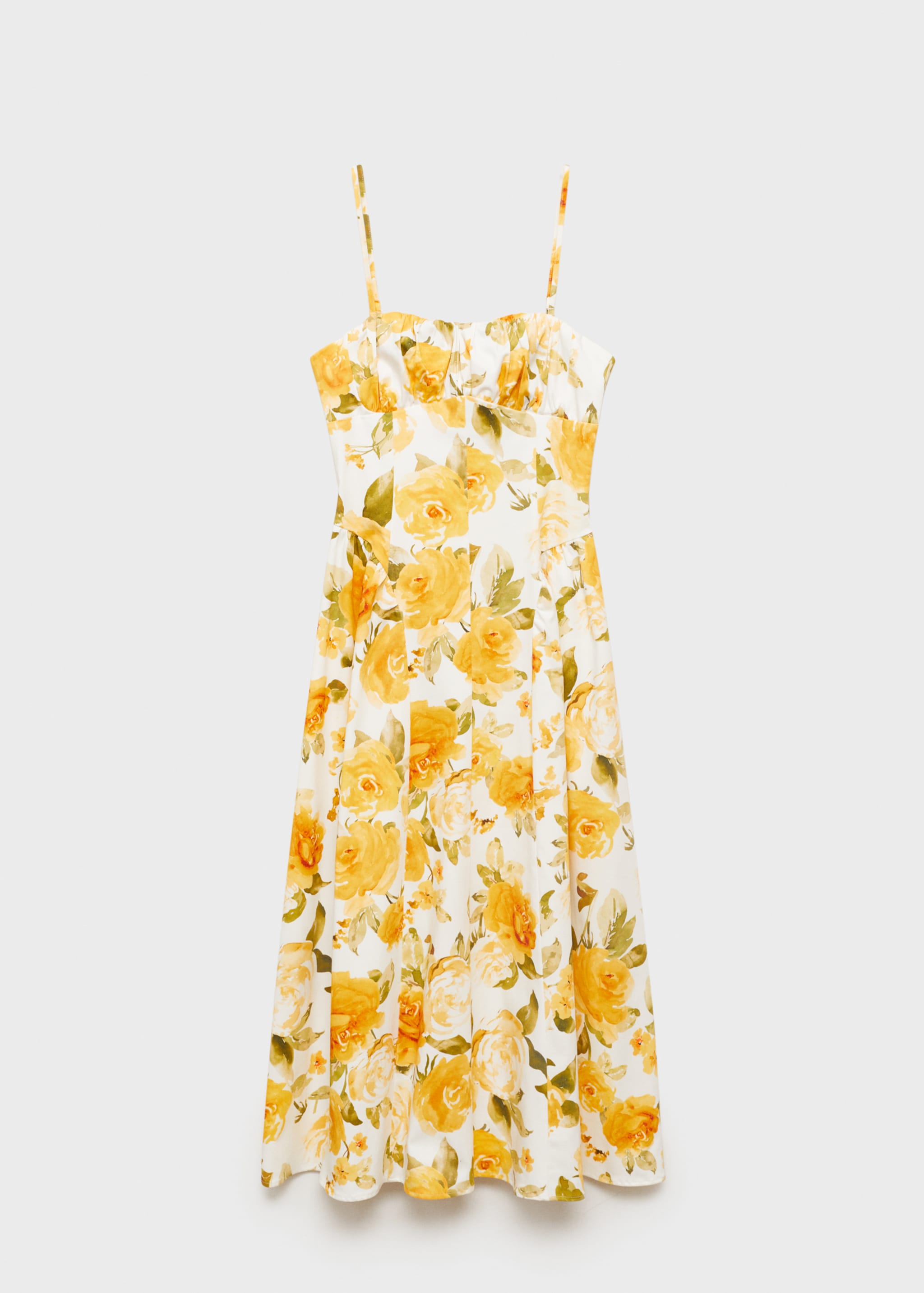 Vestido midi floral escote fruncido - Artículo sin modelo