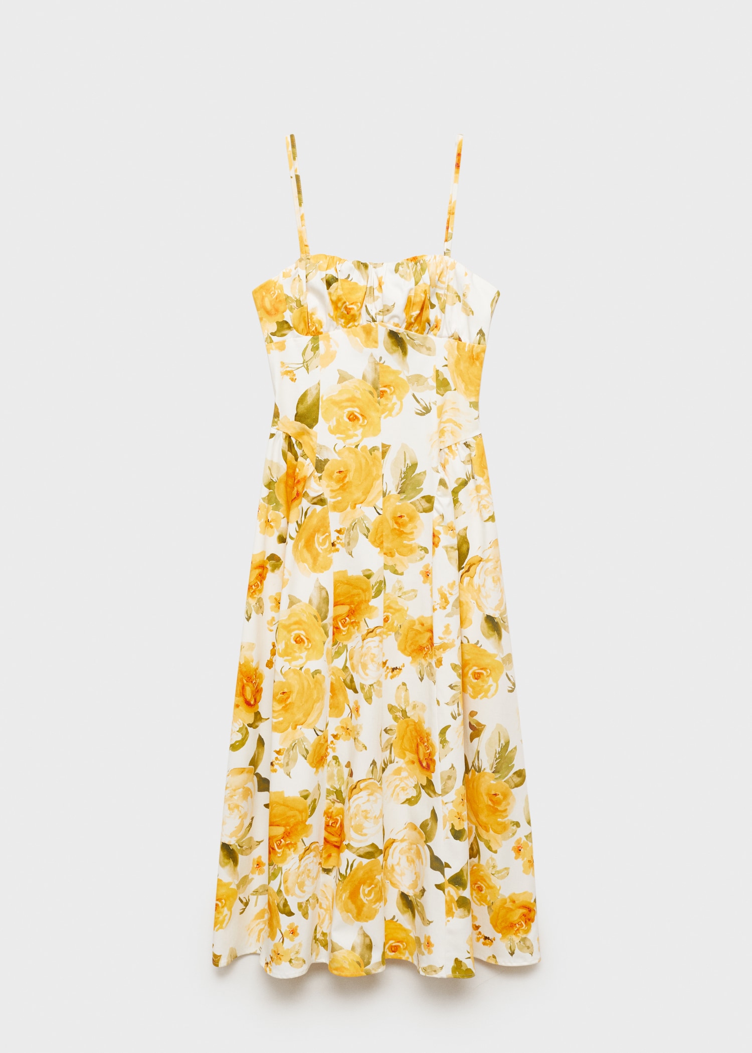 Floral midi-dress with gathered neckline - Articolo senza modello