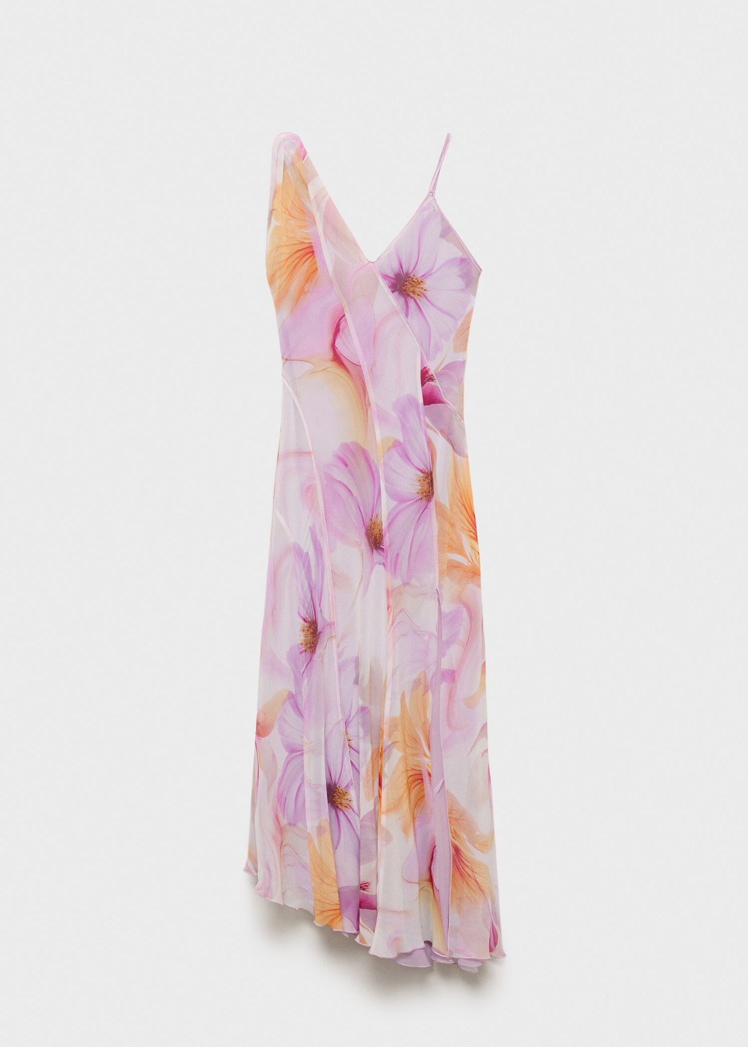 Robe imprimé fleurs avec bretelles asymétriques - Article sans modèle