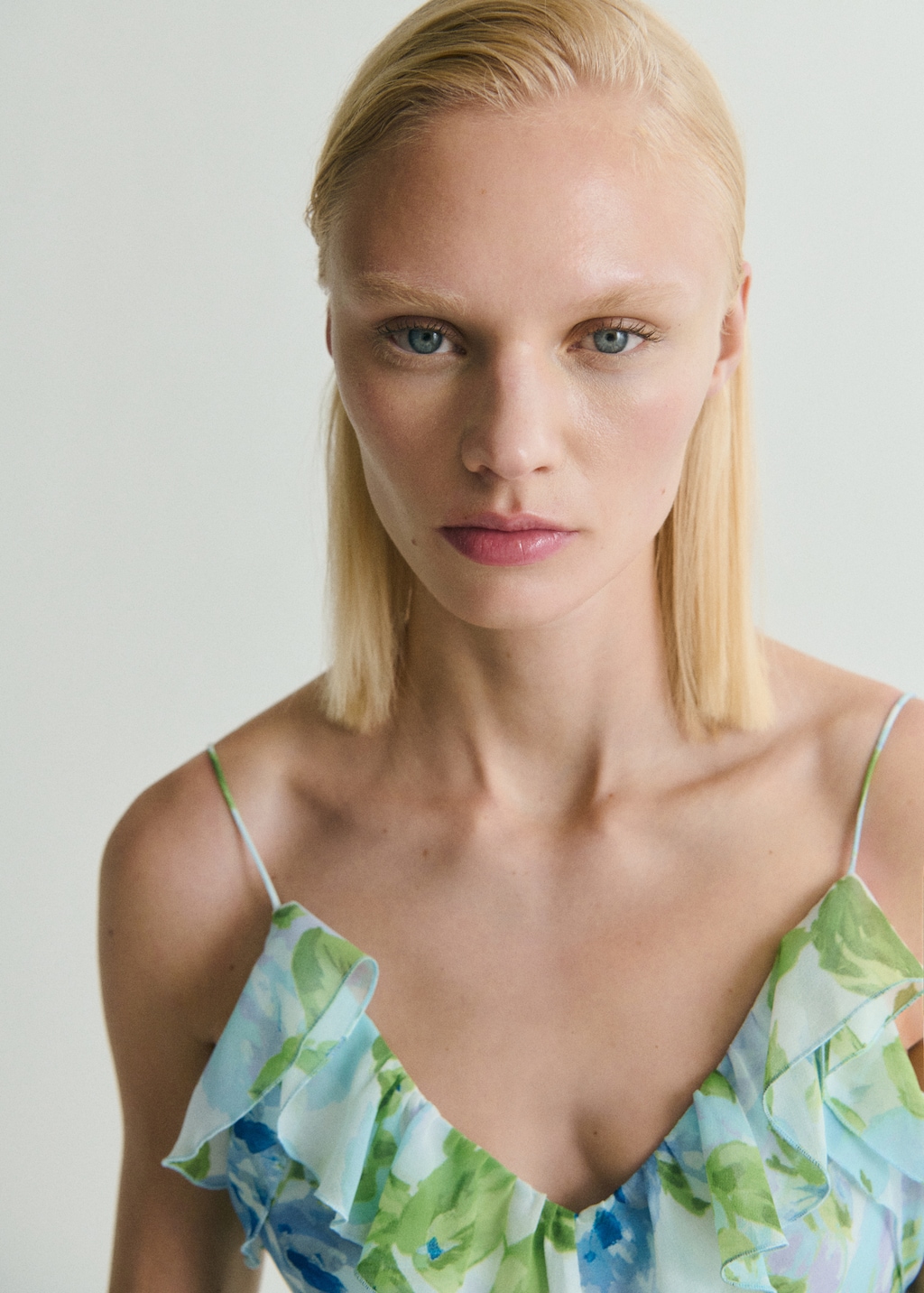 Ruffled floral print dress