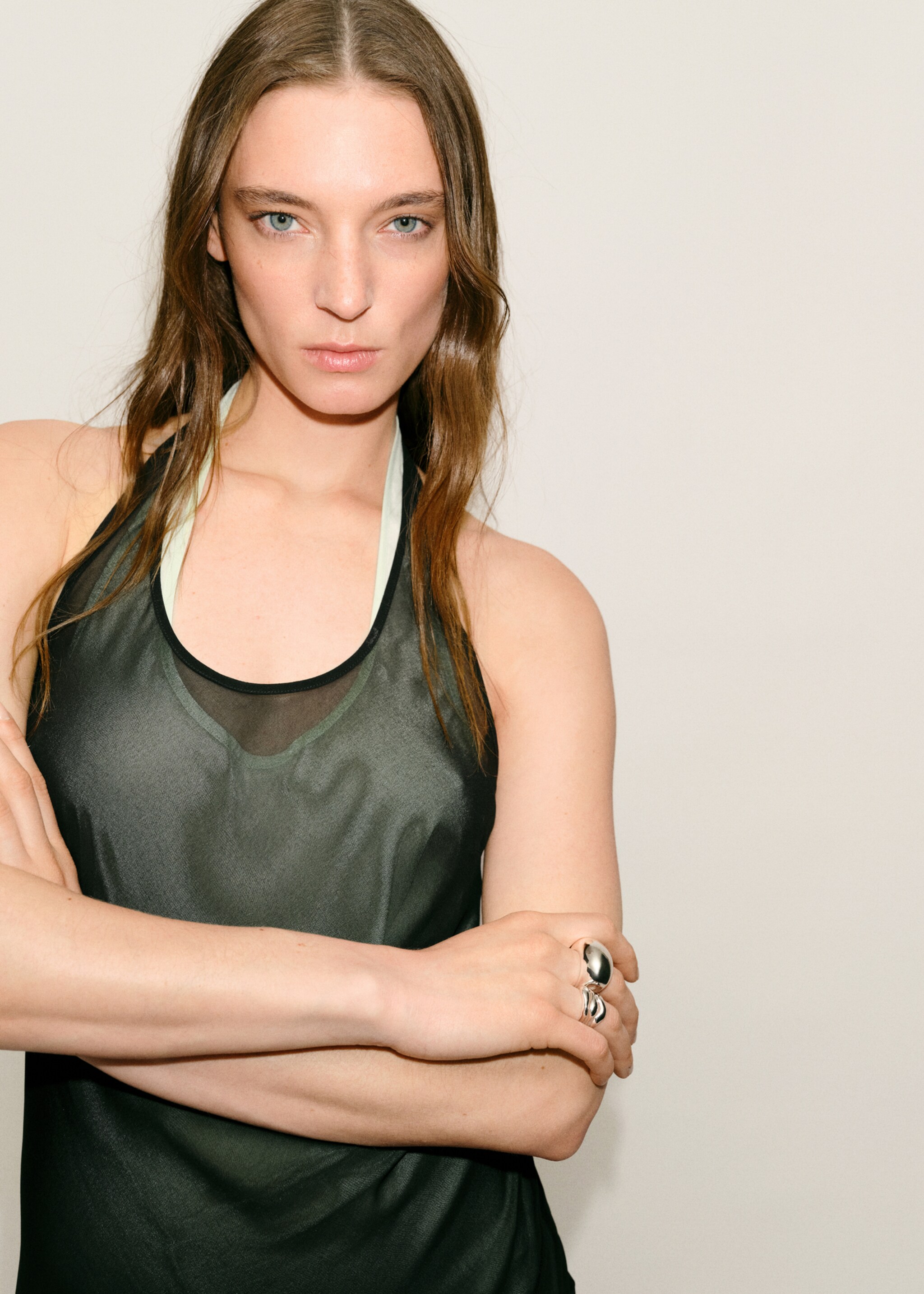 Semi-transparent combination dress - Details of the article 1