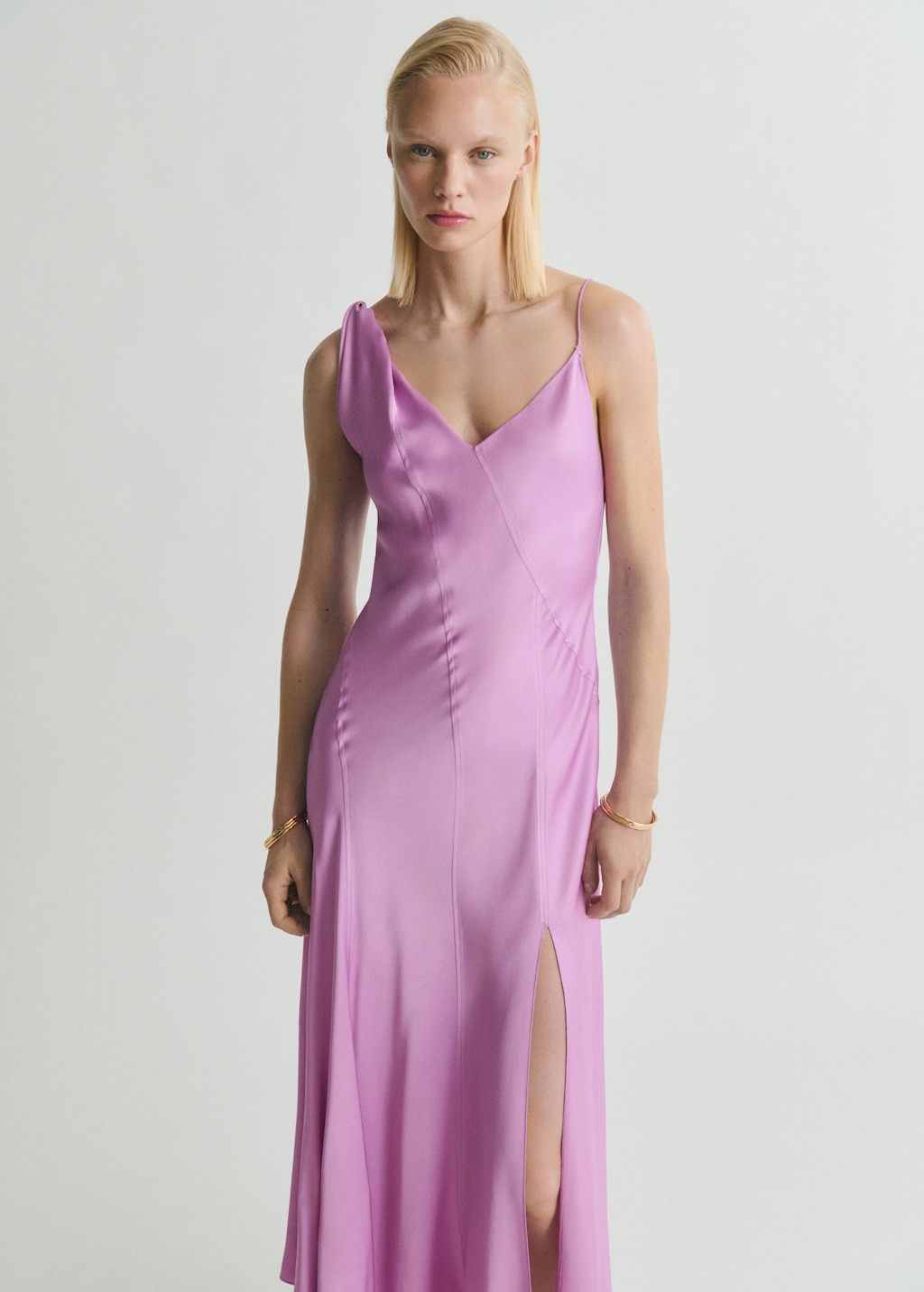 Mango Asymmetrical satin dress