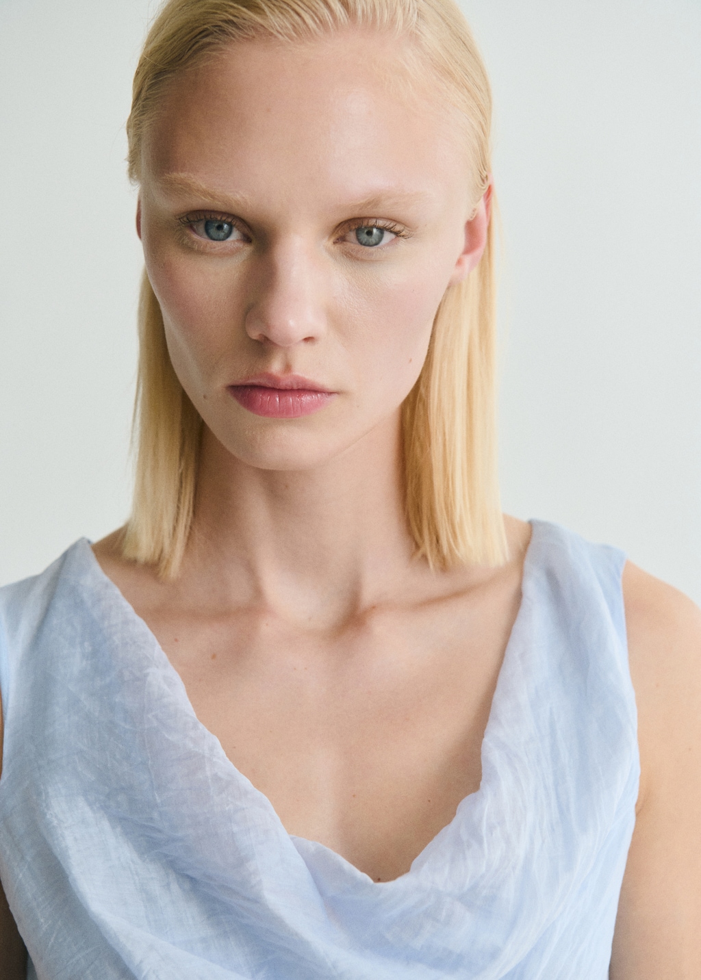 Midi-dress with draped neckline