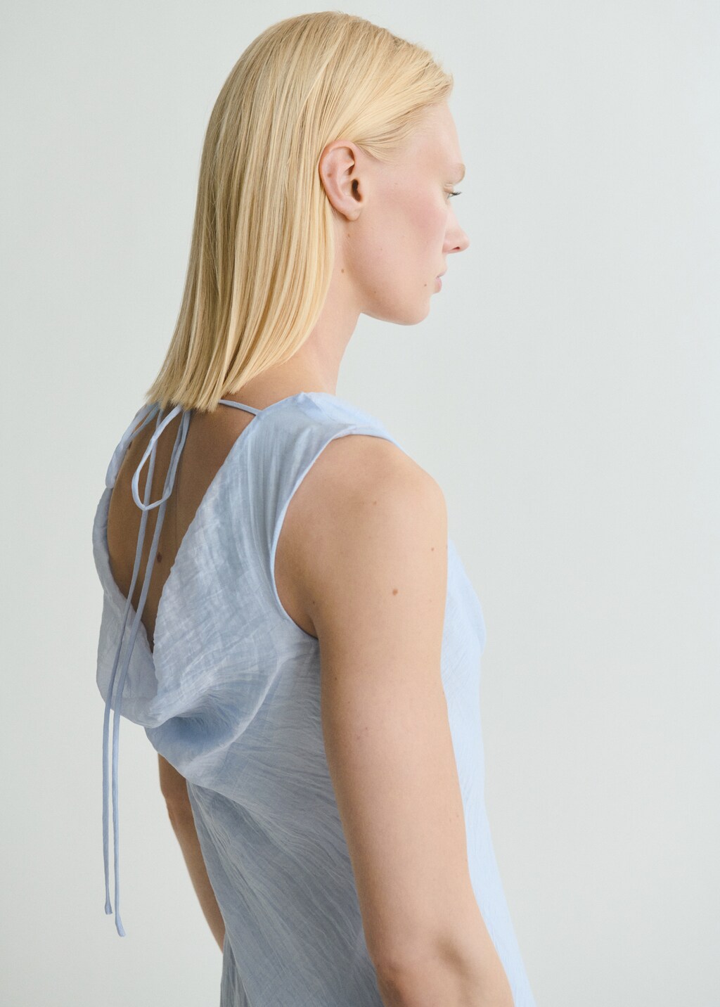 Midi-dress with draped neckline