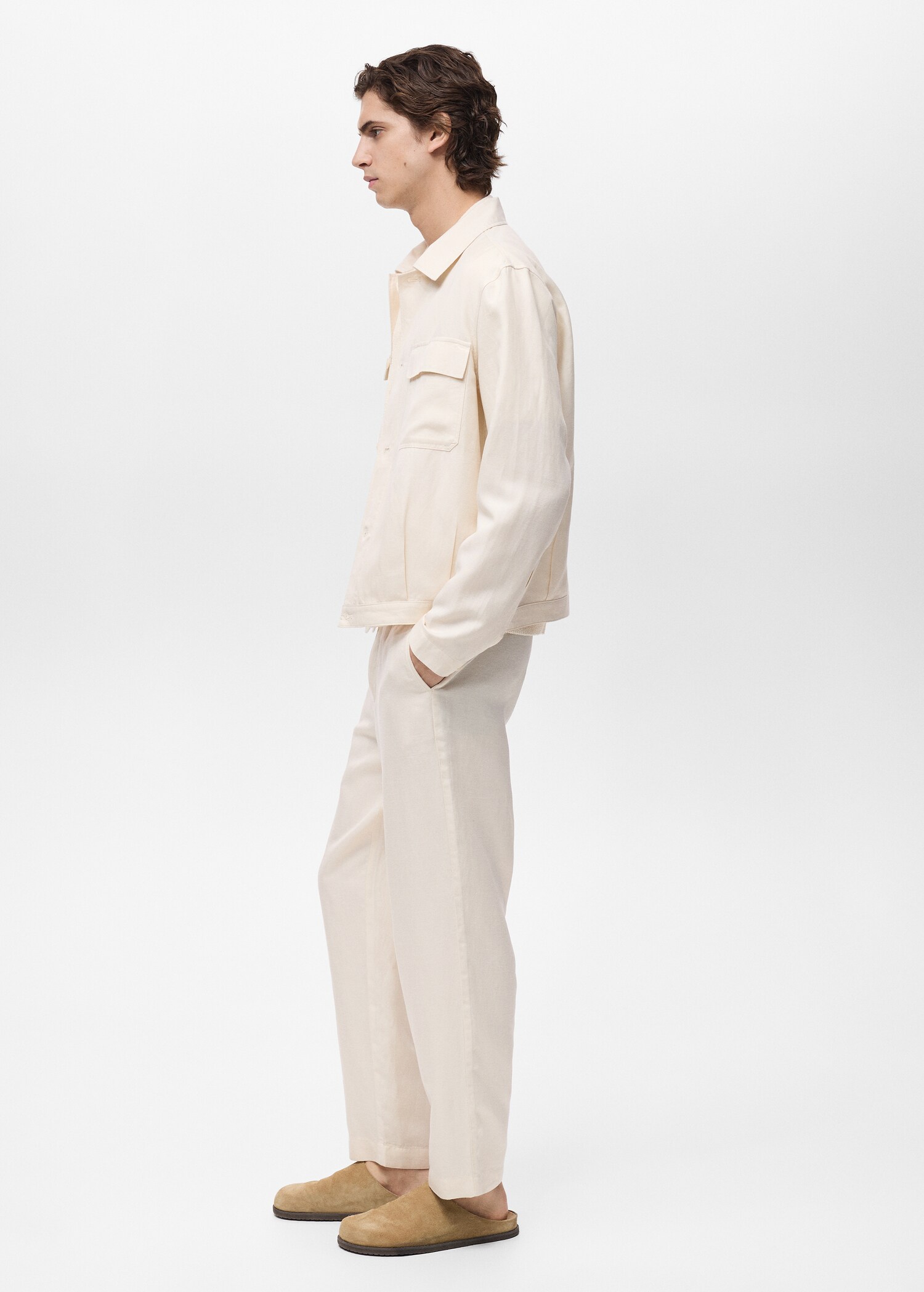 Bowling-style overshirt in a linen blend - Details of the article 2