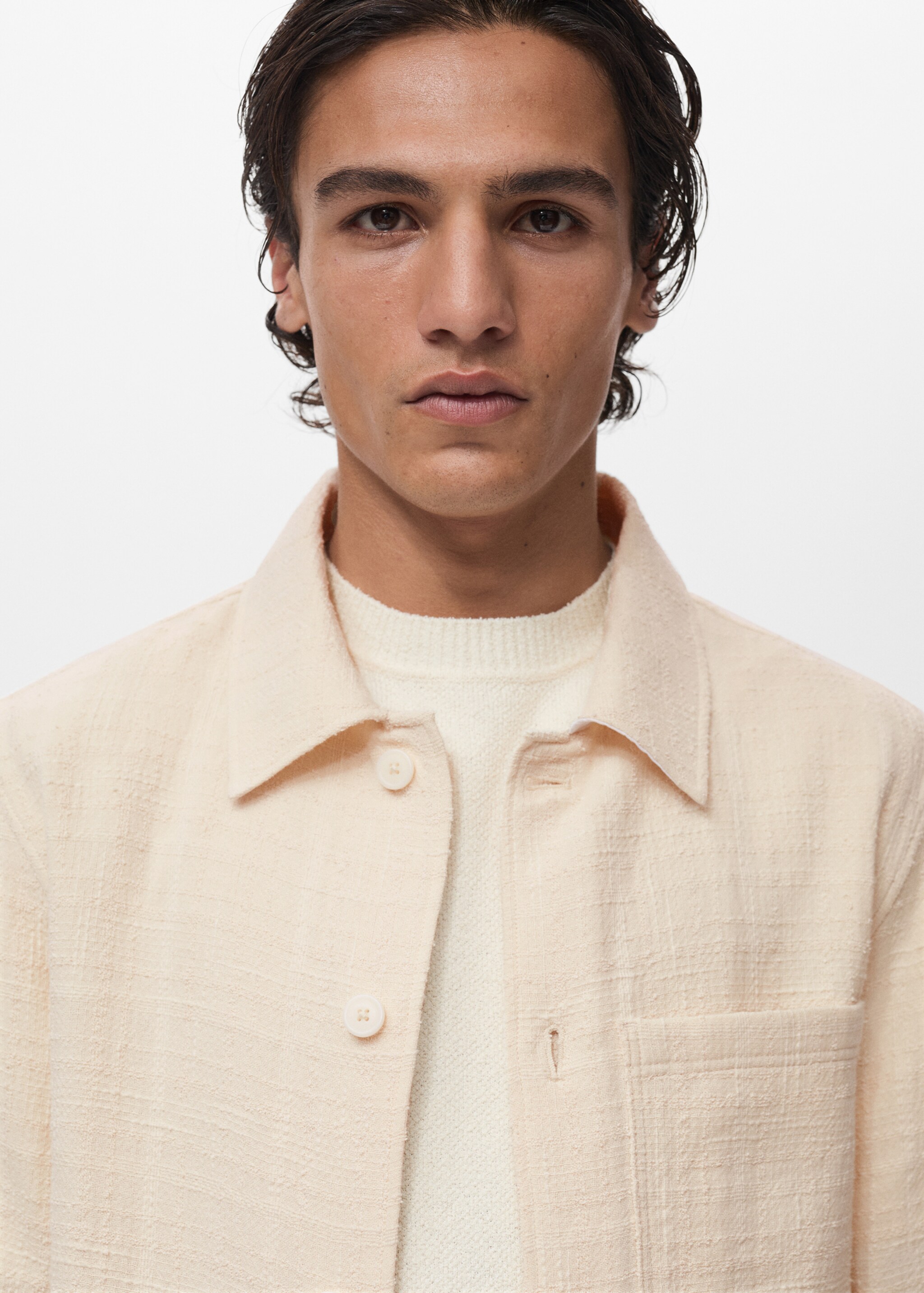Structured cotton overshirt - Details of the article 1