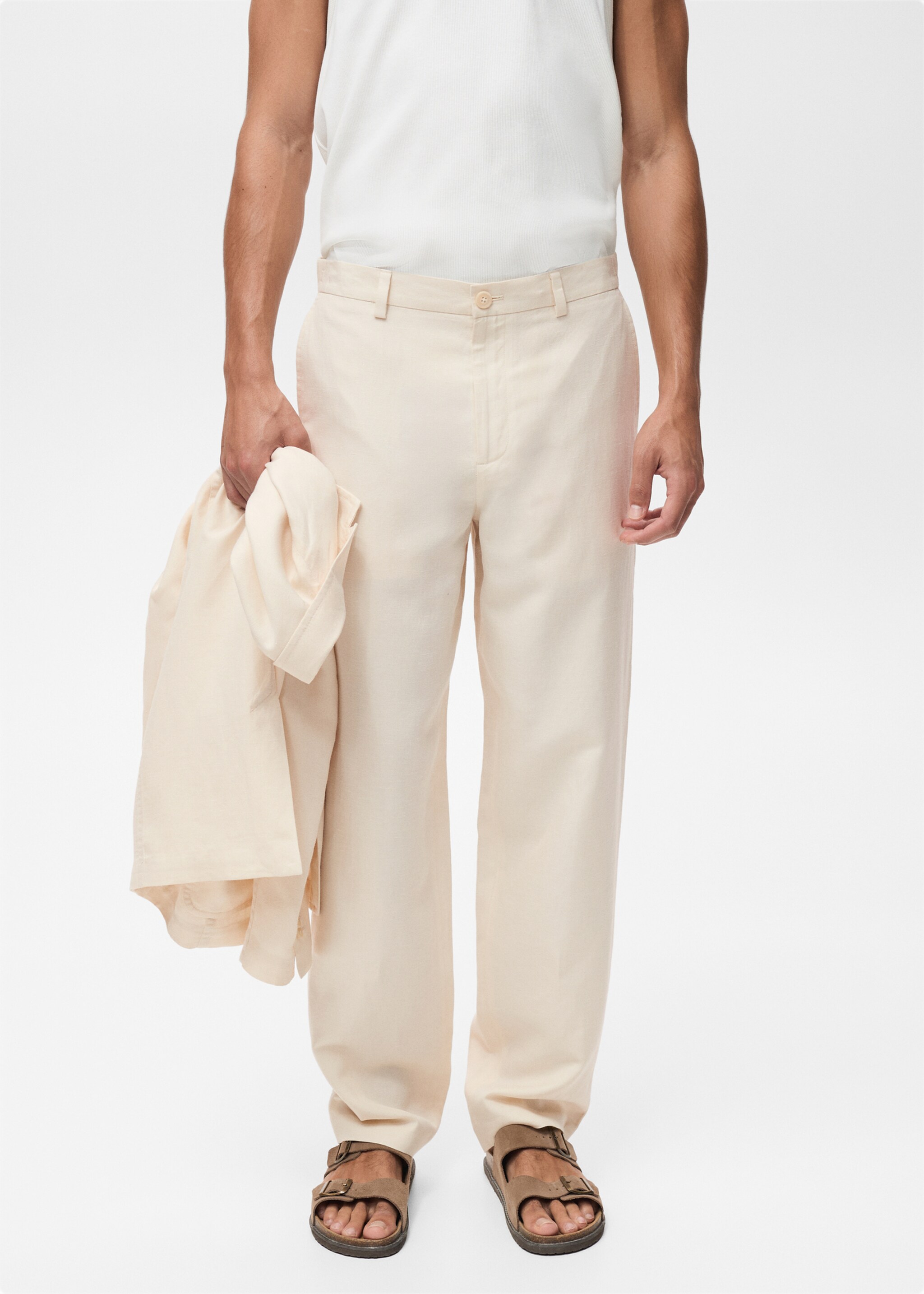 Pantalon de costume lin et lyocell mélangé - Plan moyen