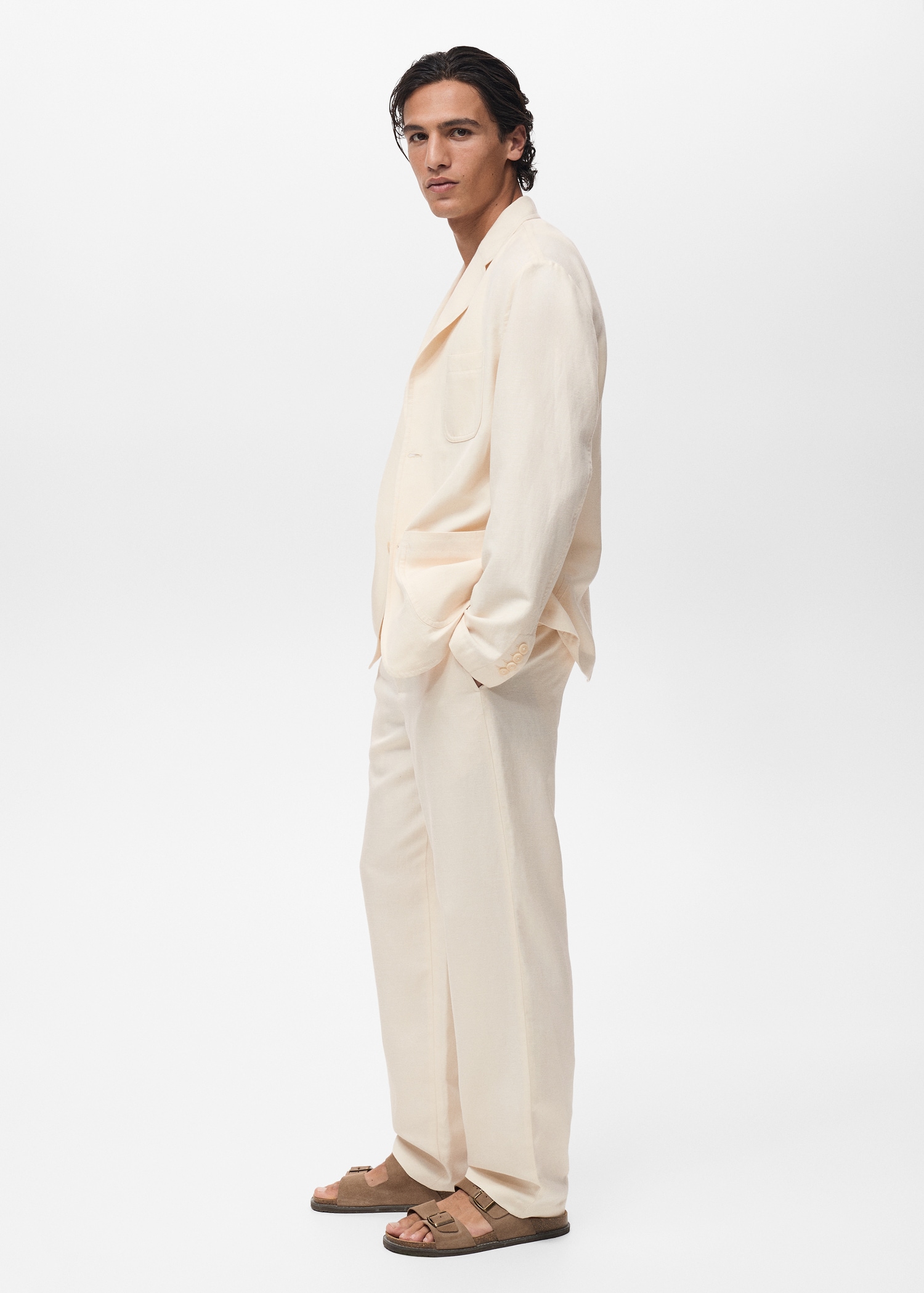 Linen-lyocell blend suit trousers - Details of the article 2