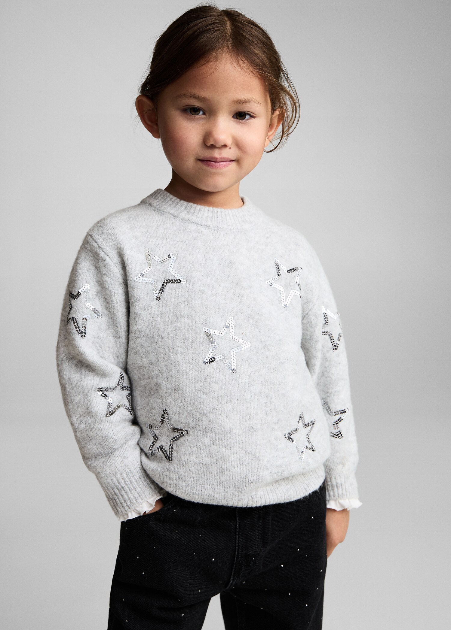 Paperbag jeans met glitters - Middenvlak