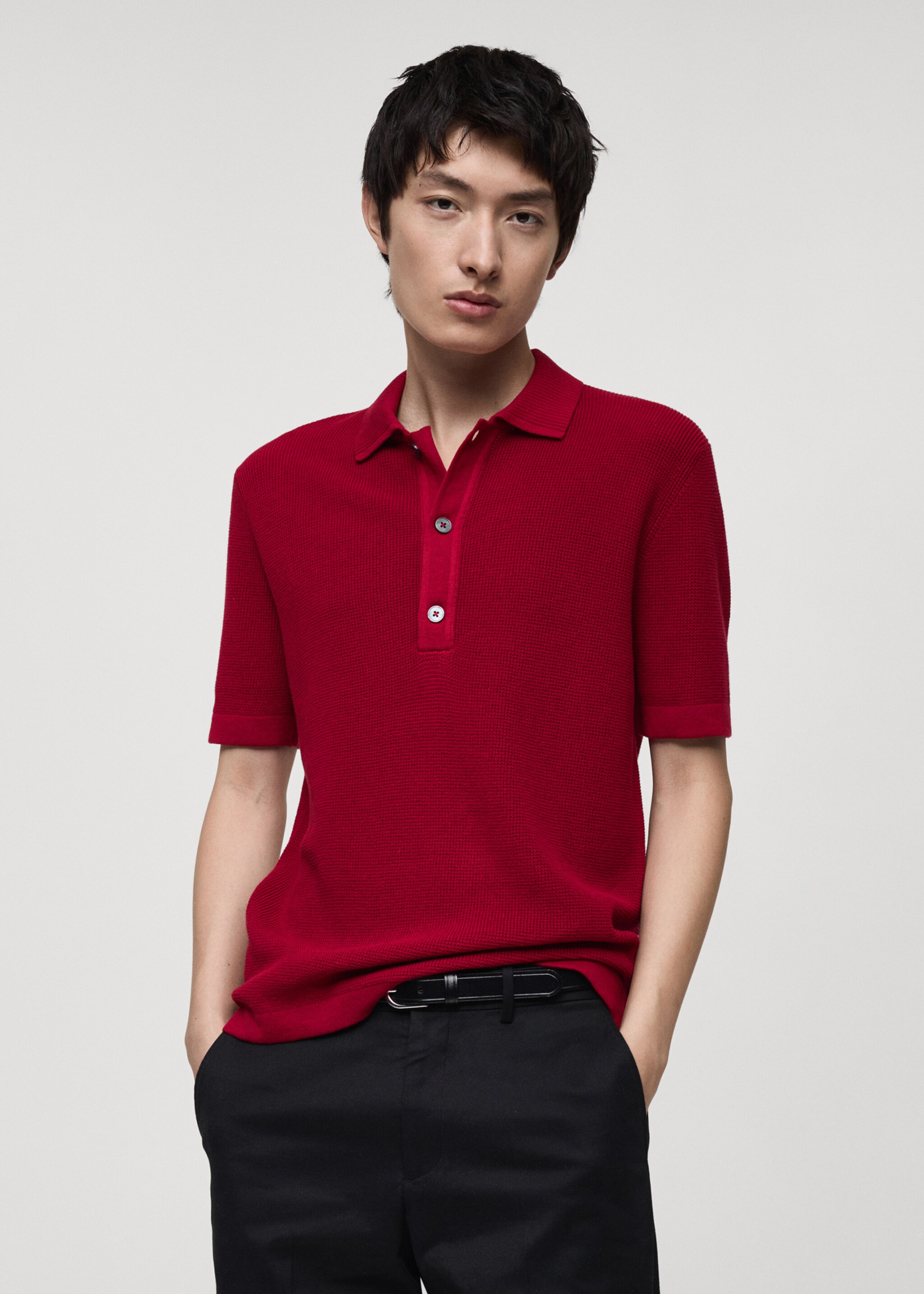 Polo 100 % coton maille - Plan moyen, Rouge. Ref: 87010251-00.