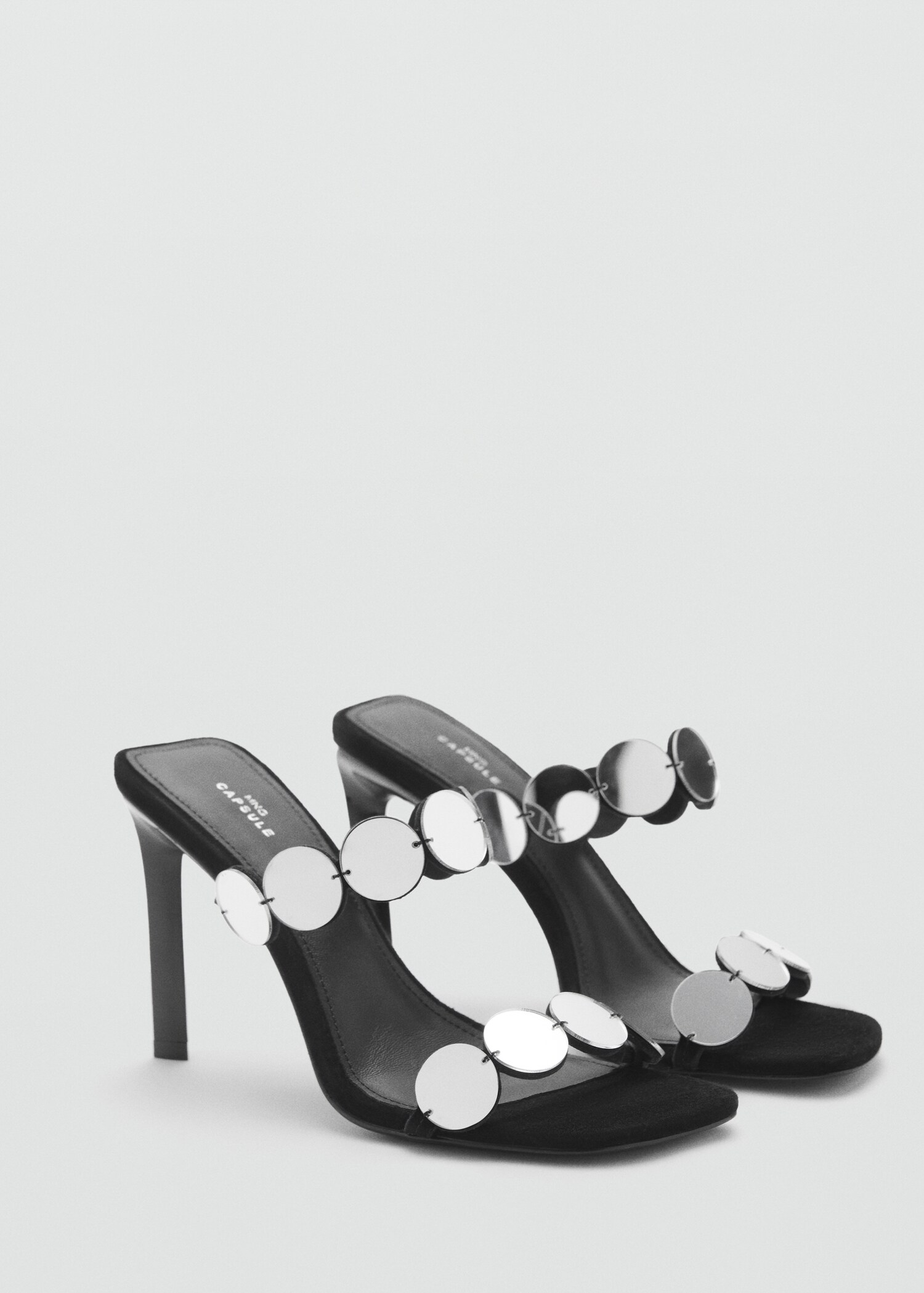 Sandales talon cuir miroirs - Plan moyen
