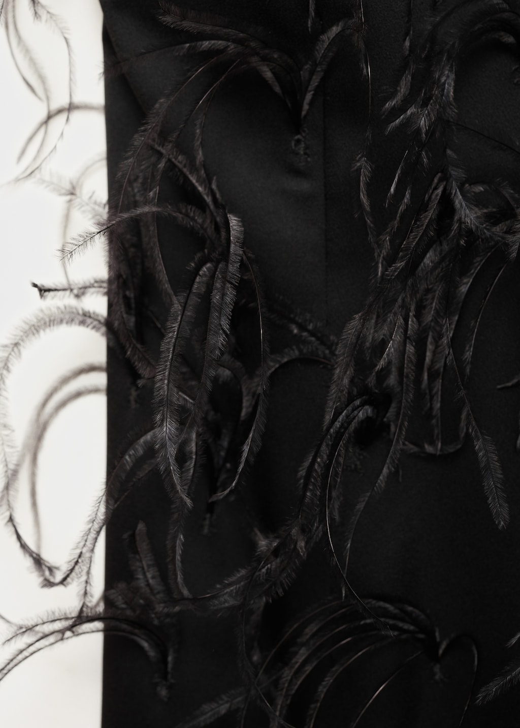 Mango Halter dress with feather decoration