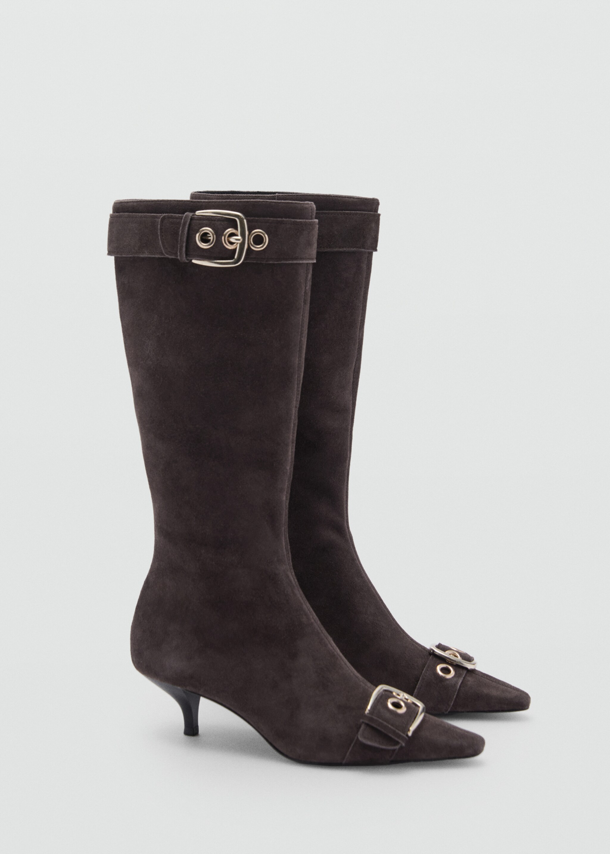 Suede leather boot with buckle detail - Medium plane