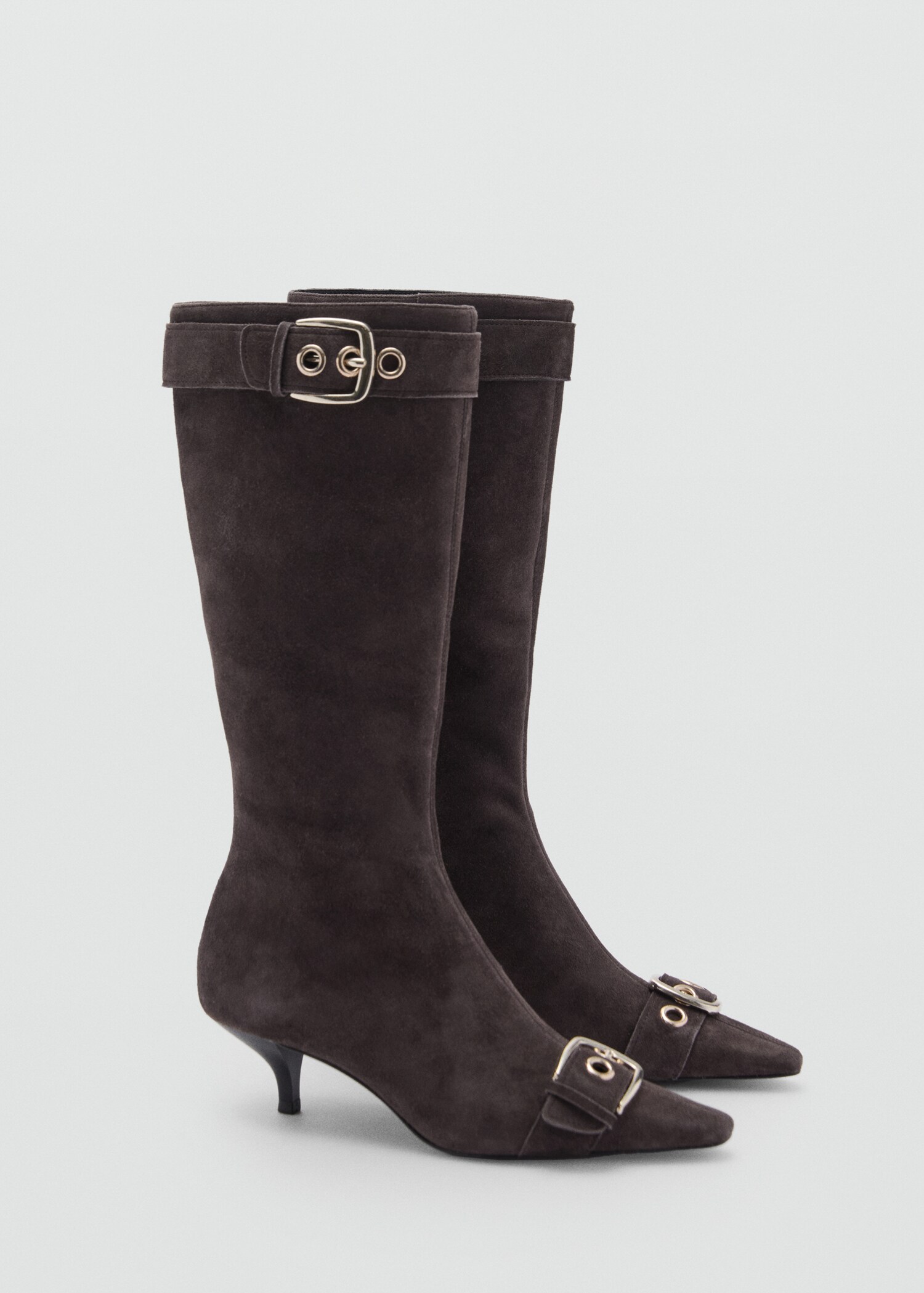 Suede leather boot with buckle detail - Medium plane