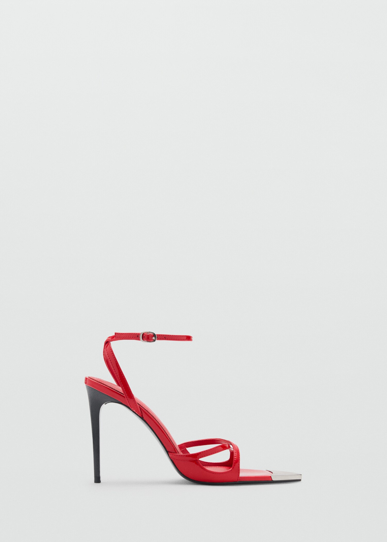Leather heeled sandal with metallic toe - Article without model