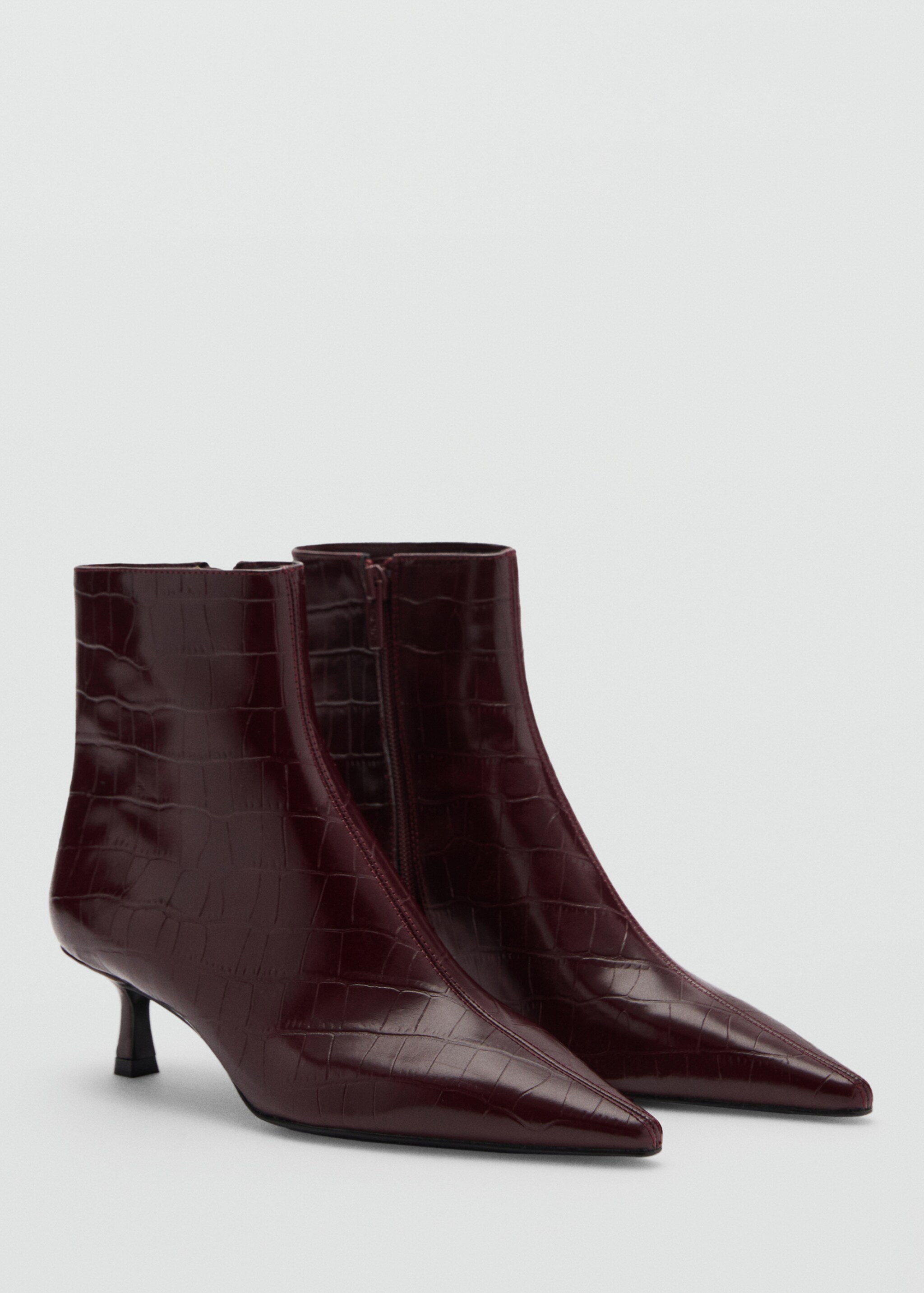 Bottines talon kitten heel effet croco - Plan moyen