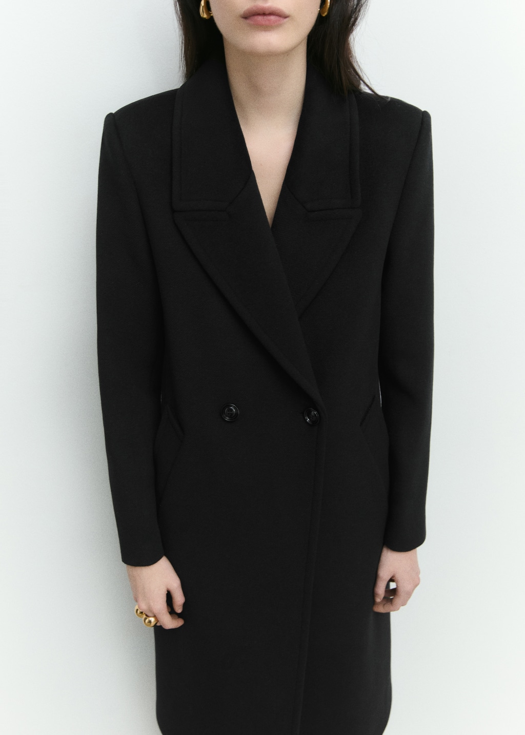 Lapels wool coat - Black