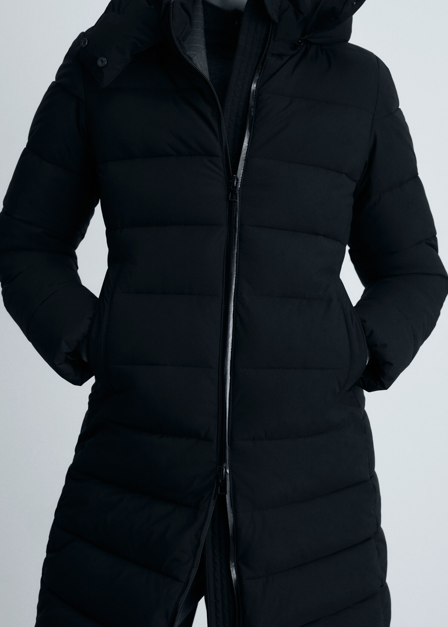 Waterproof padded midi anorak - Medium plane