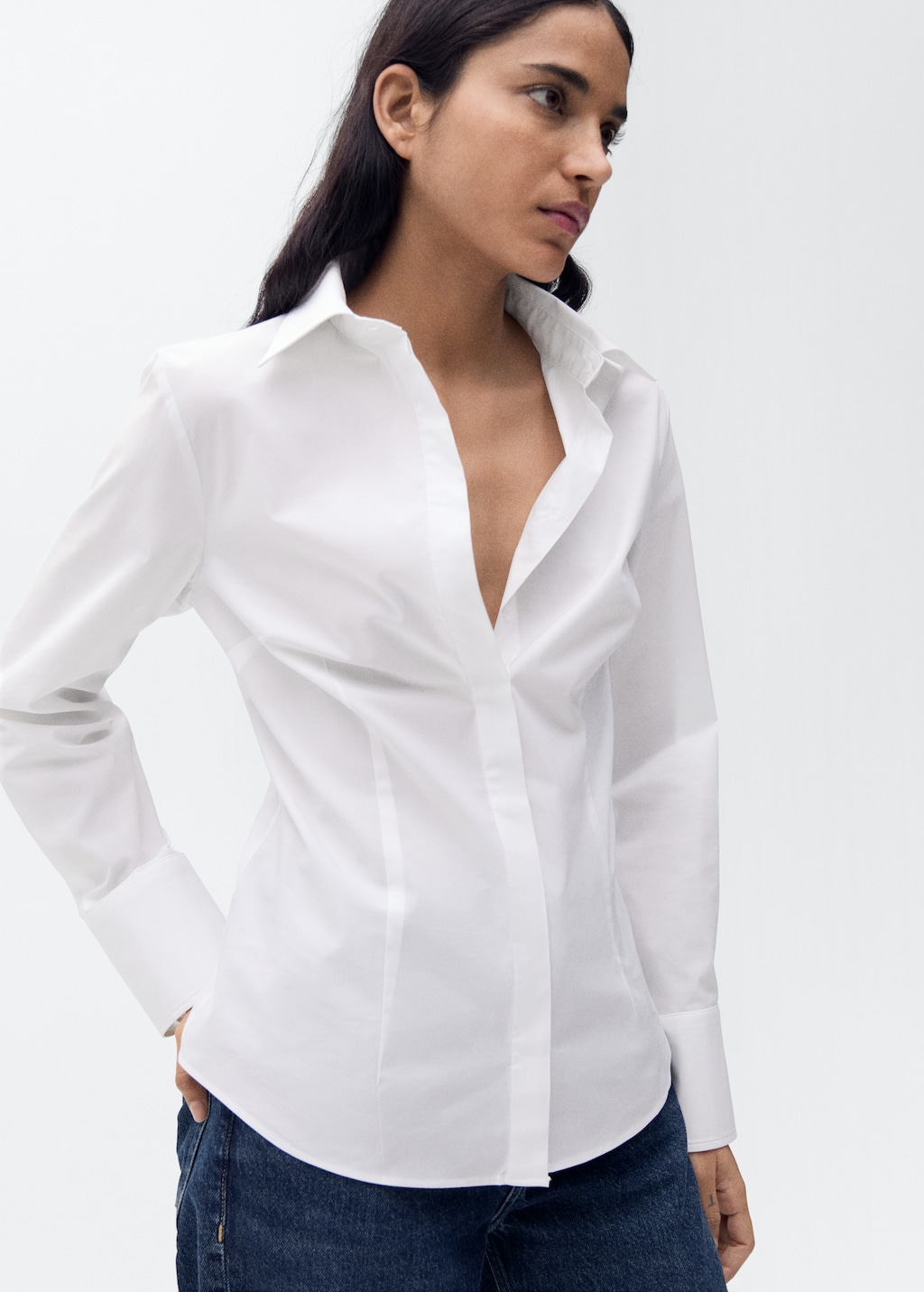 Fitted cotton shirt - Women | MANGO USA