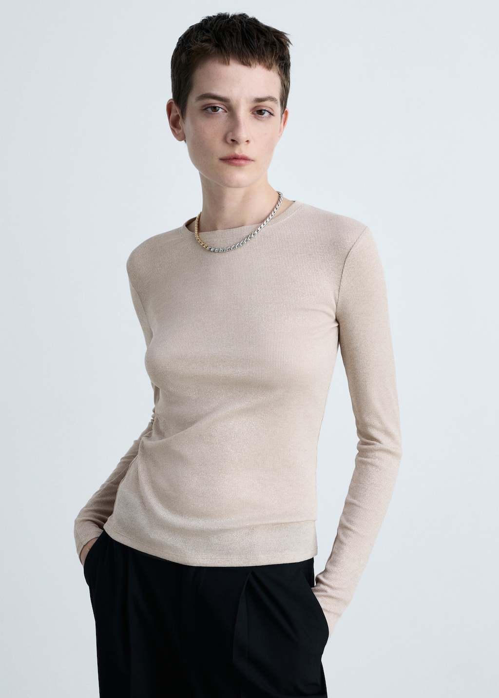 Mango Lurex knitted t-shirt
