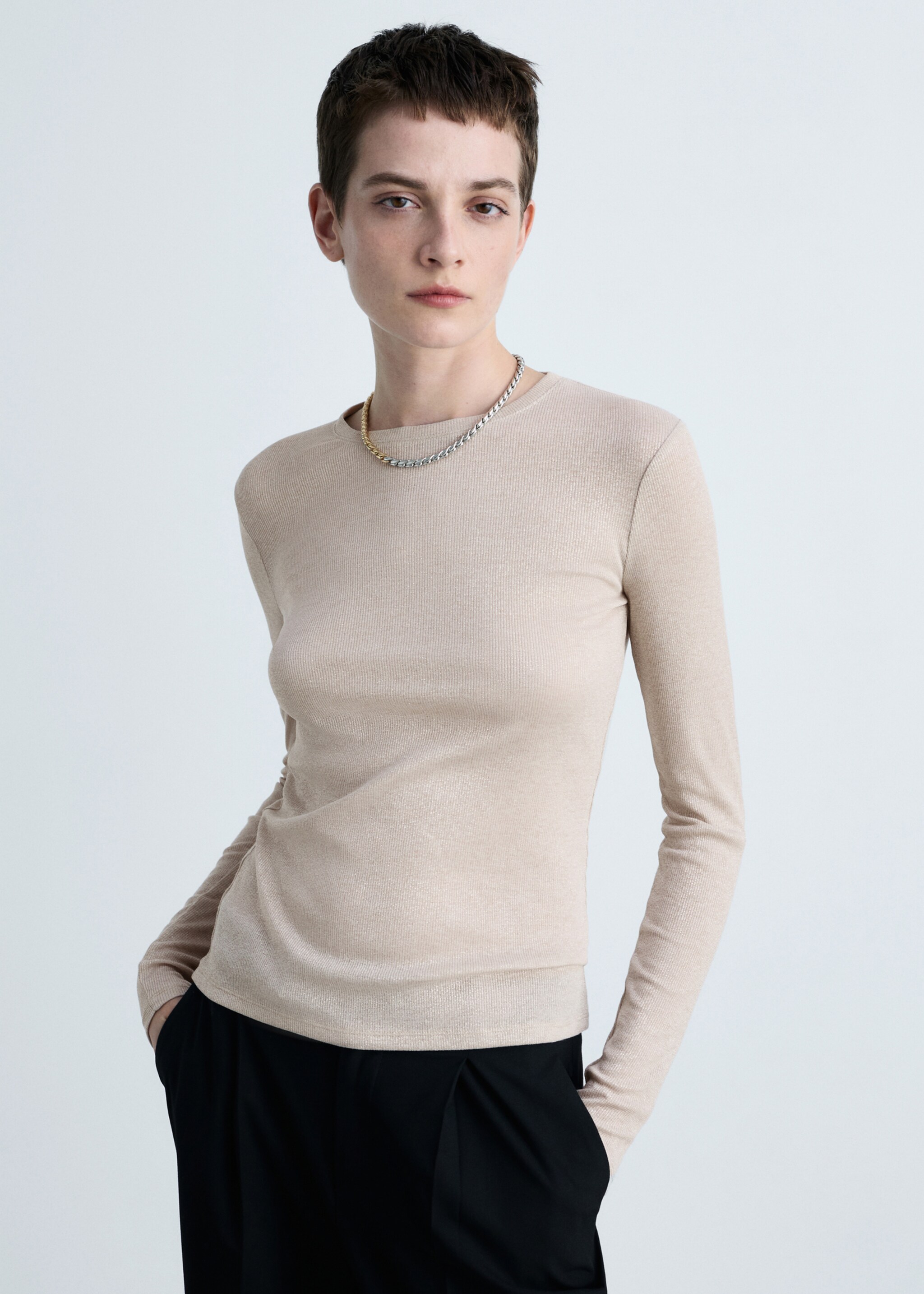 Lurex knitted t-shirt - Medium plane