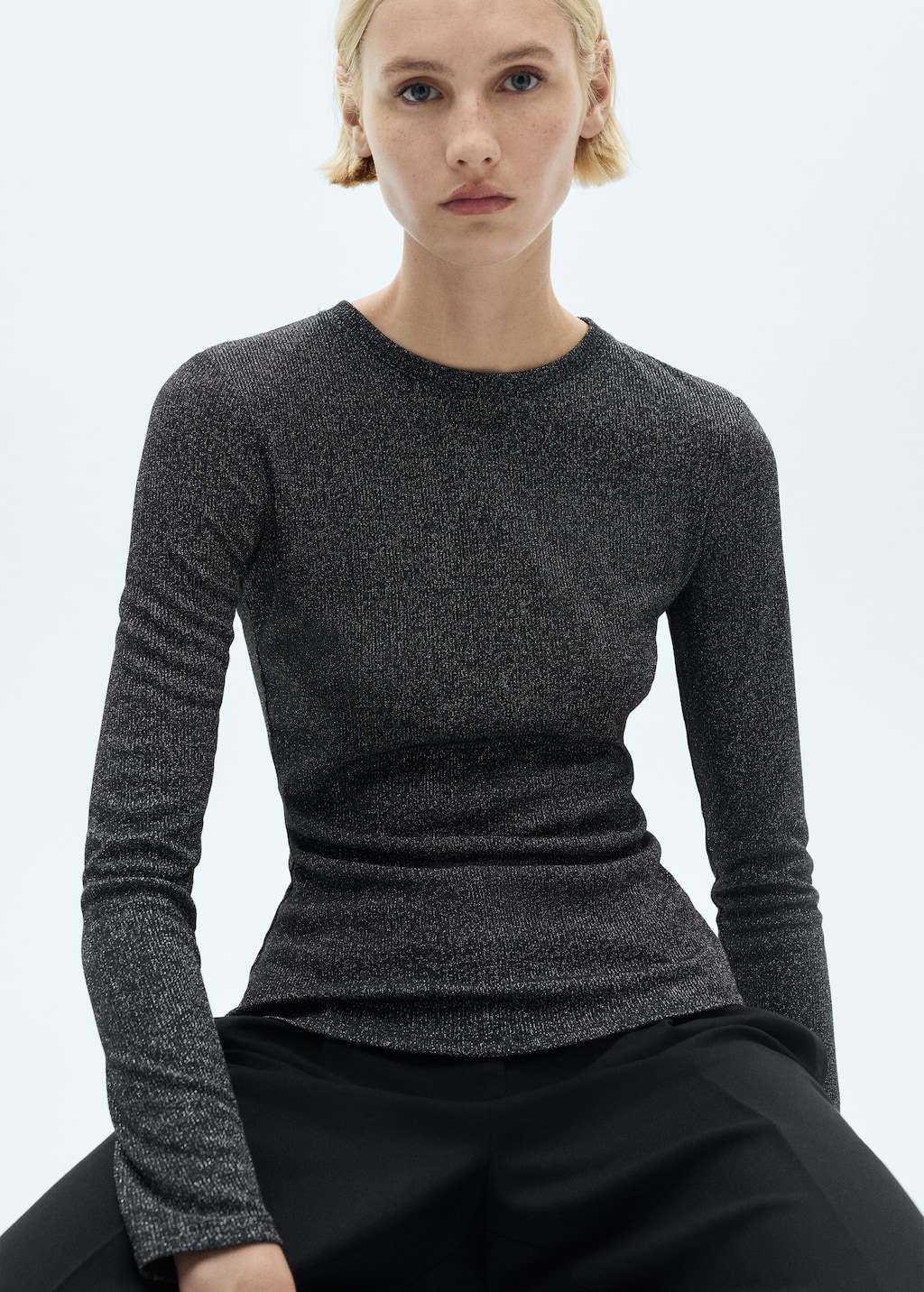 Lurex knitted t-shirt - Women | MANGO USA Lurex knitted t-shirt - Women | MANGO USA
