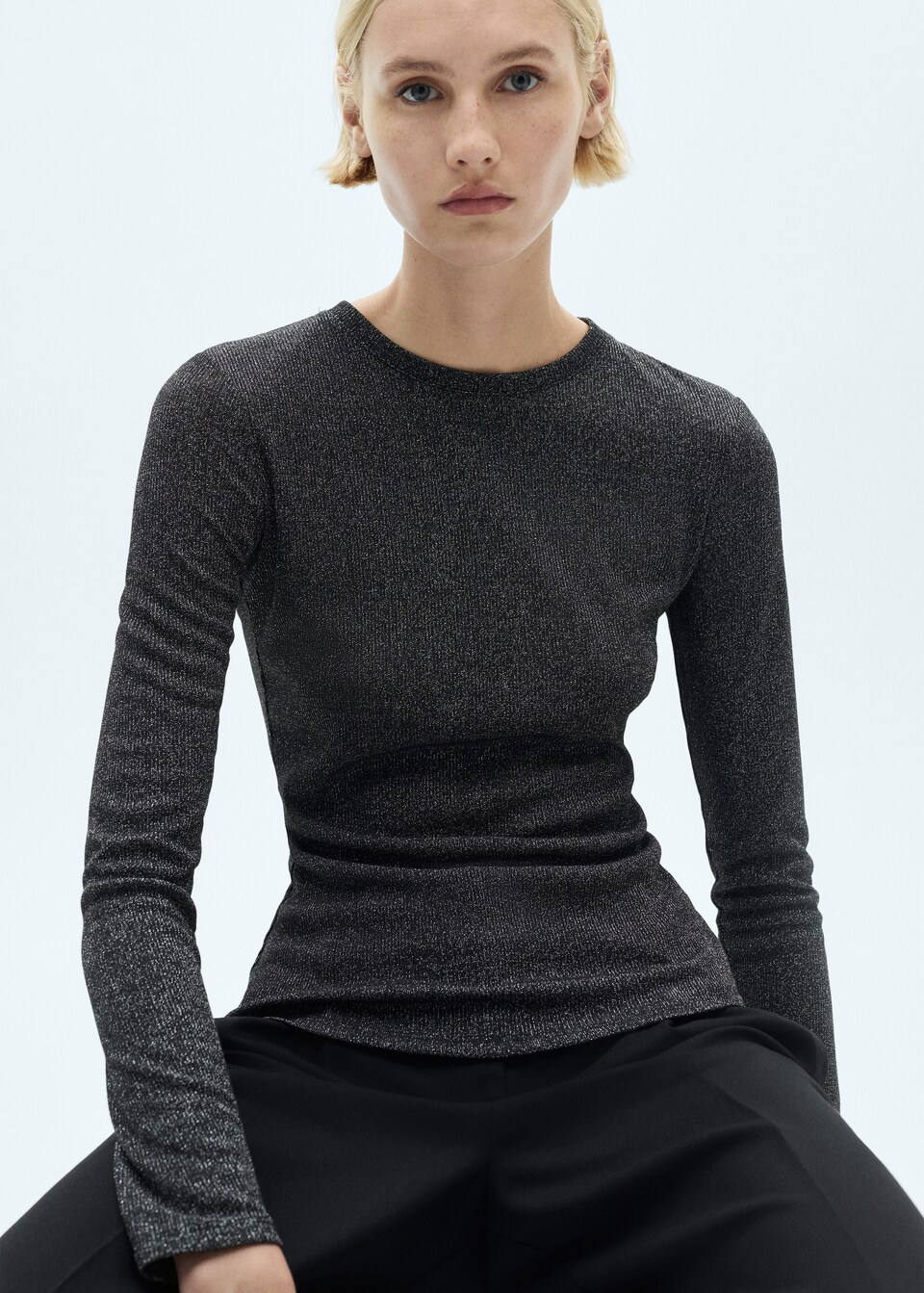 Lurex Button Through Shirt With Collar - Magenta main image 0
