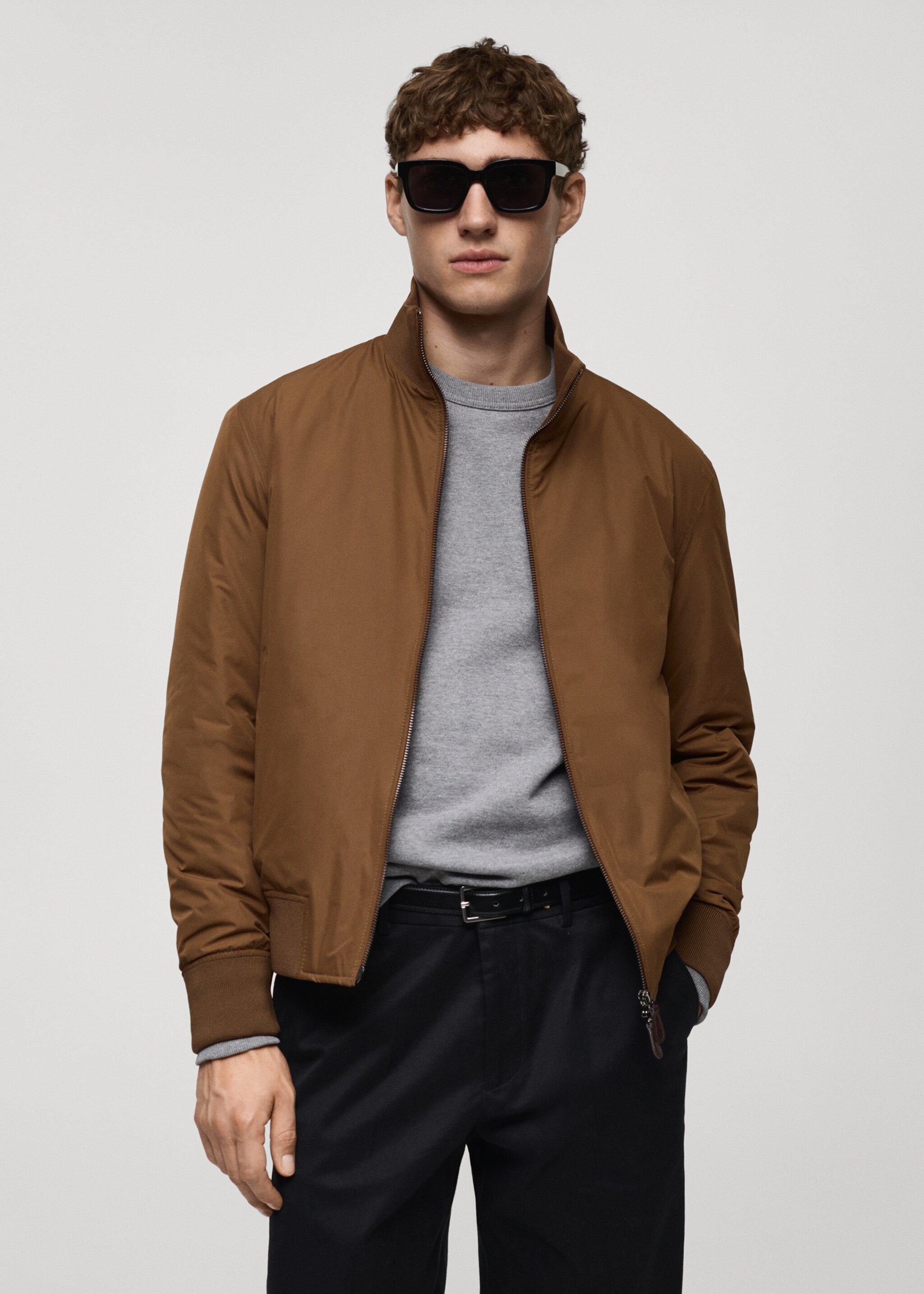 Water-repellent quilted bomber jacket - Medium plane