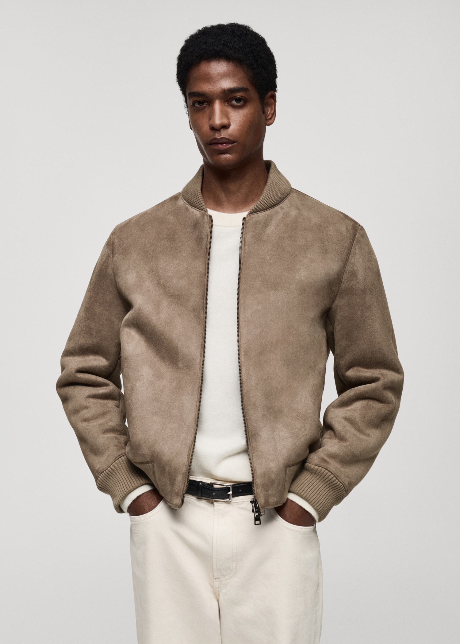 Suede-effect bomber jacket - Medium plane