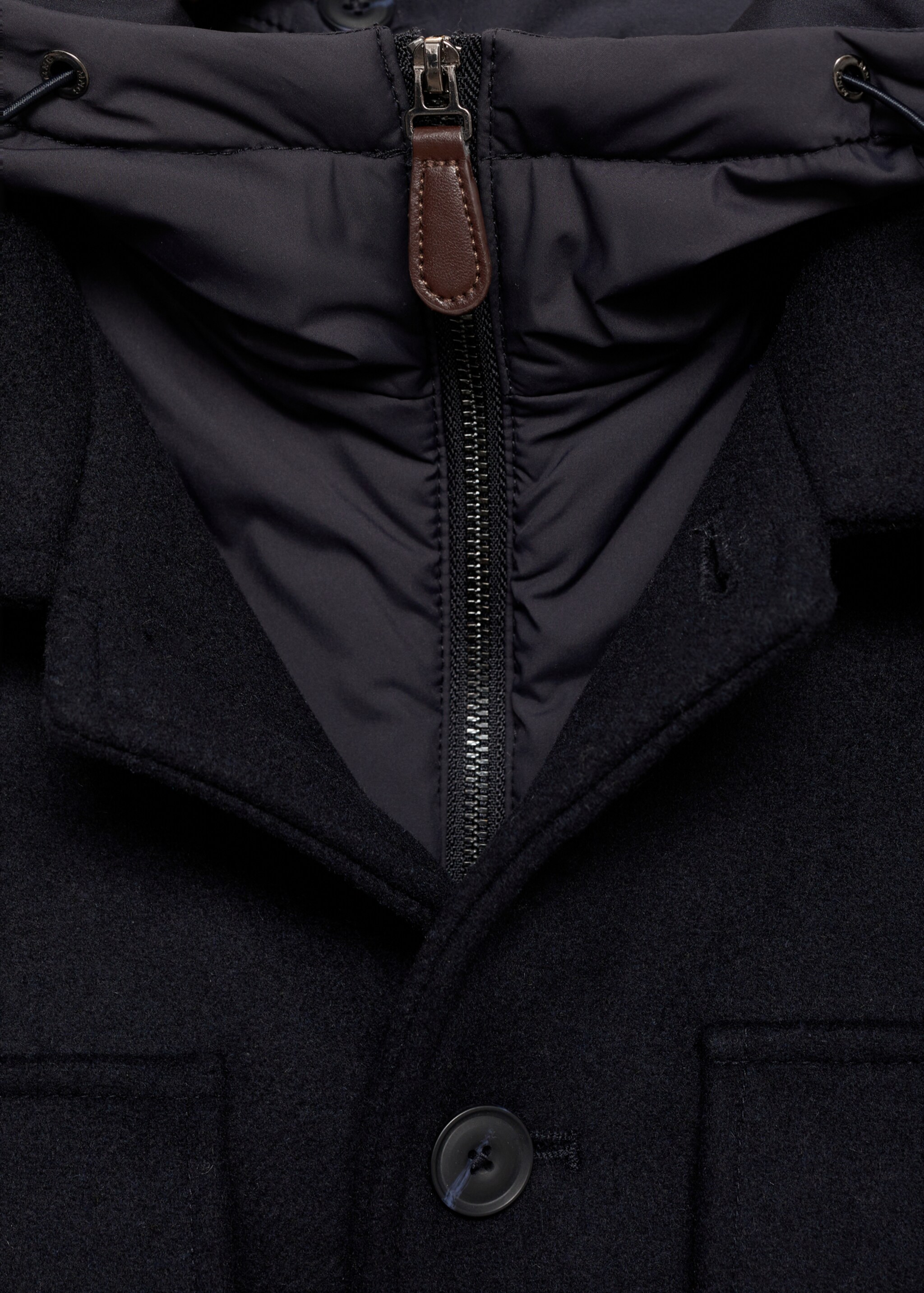 Manteau laine mélangée capuche amovible - Détail de l'article 0