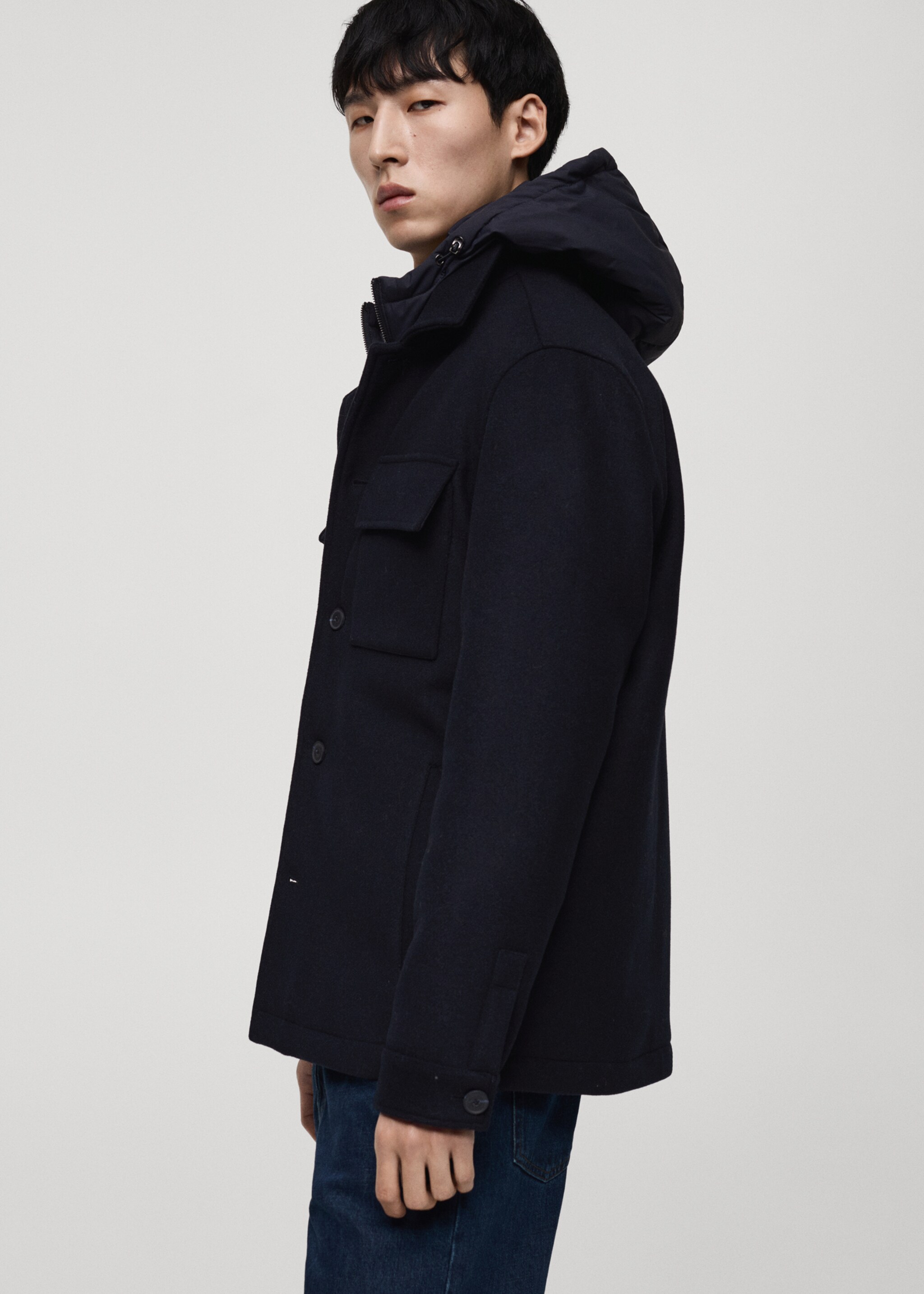 Manteau laine mélangée capuche amovible - Détail de l'article 2