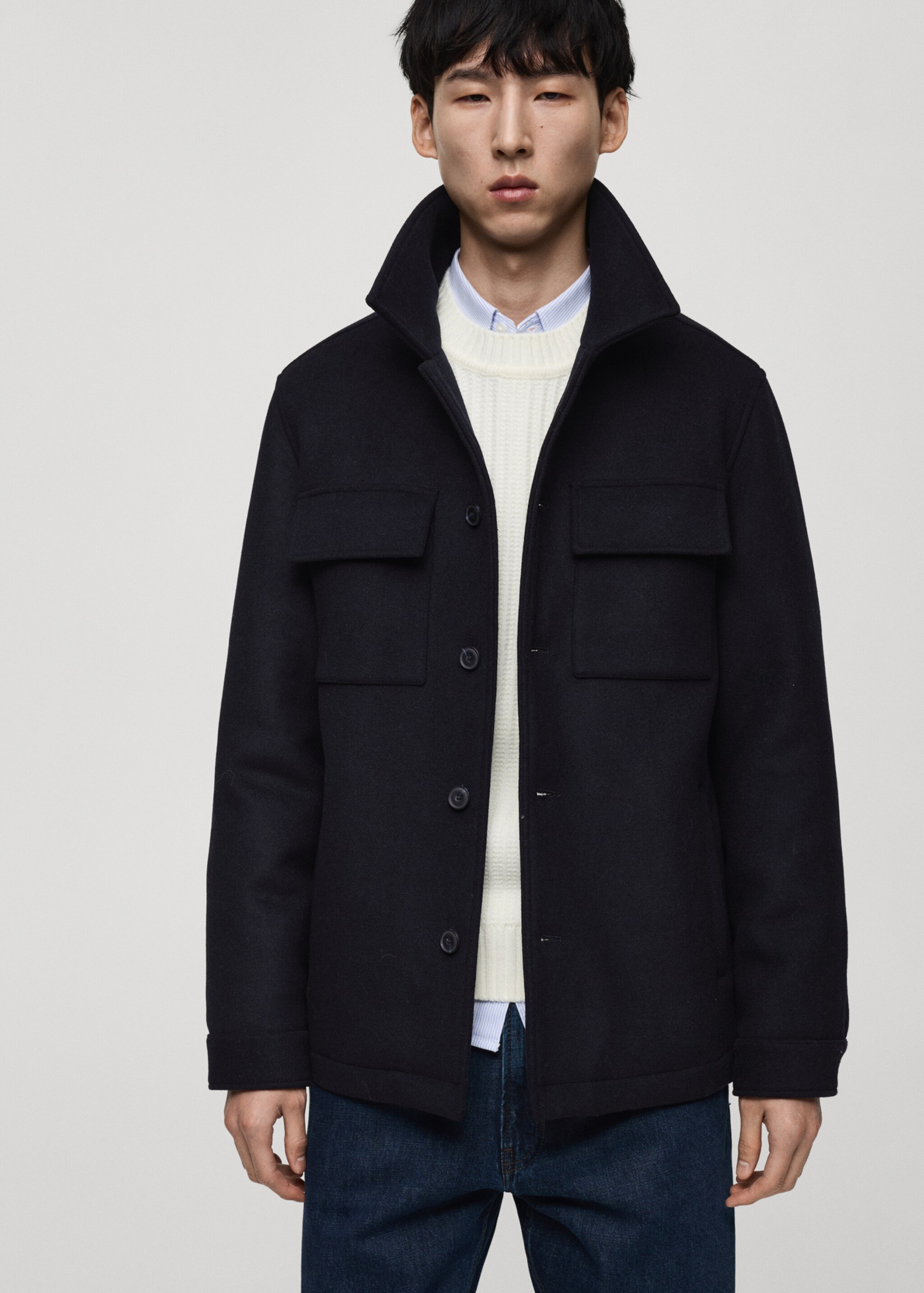 Manteau laine mélangée capuche amovible - Détail de l'article 6