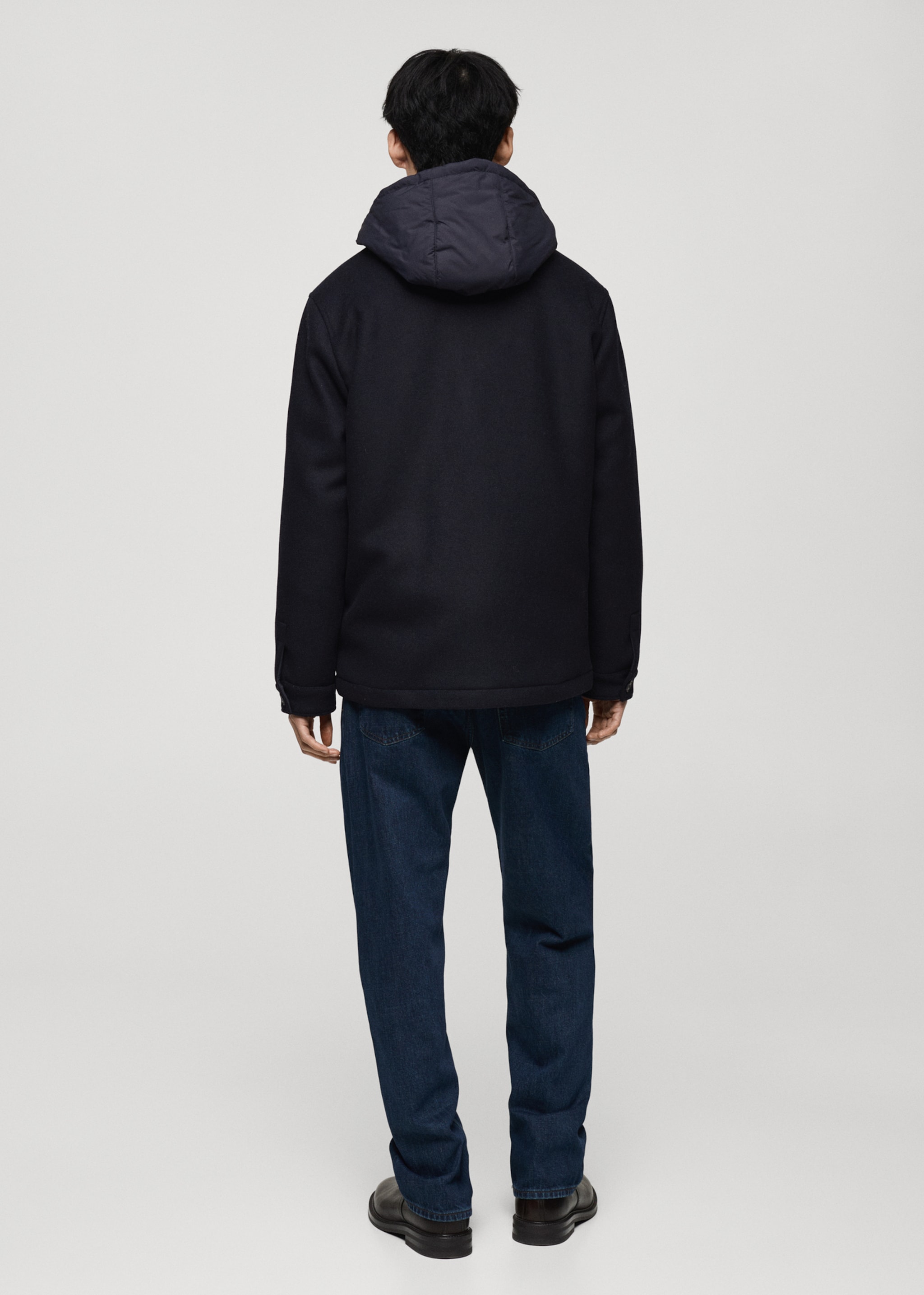 Manteau laine mélangée capuche amovible - Verso de l’article