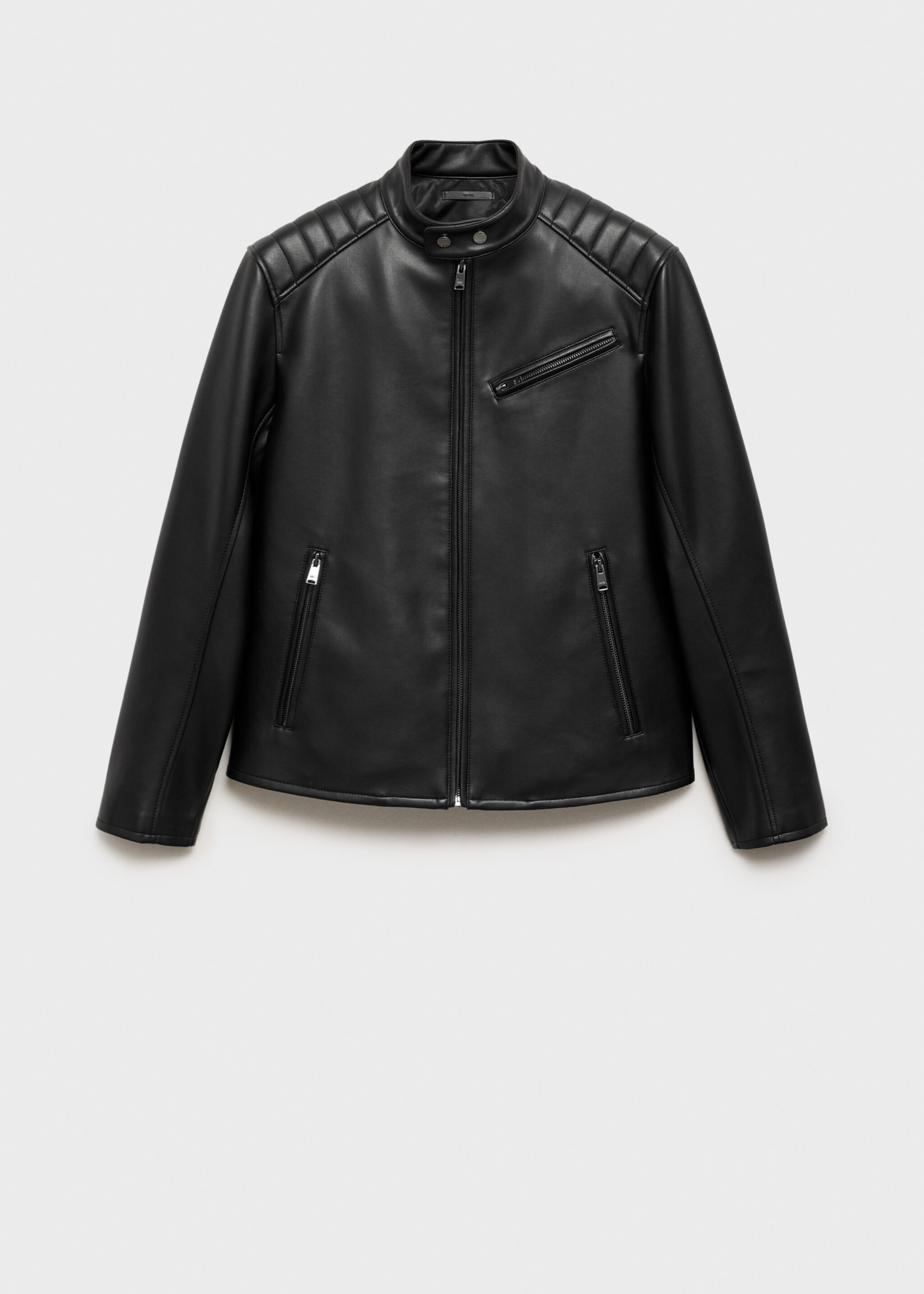 Leather-effect jacket with stitching detail - Article without model