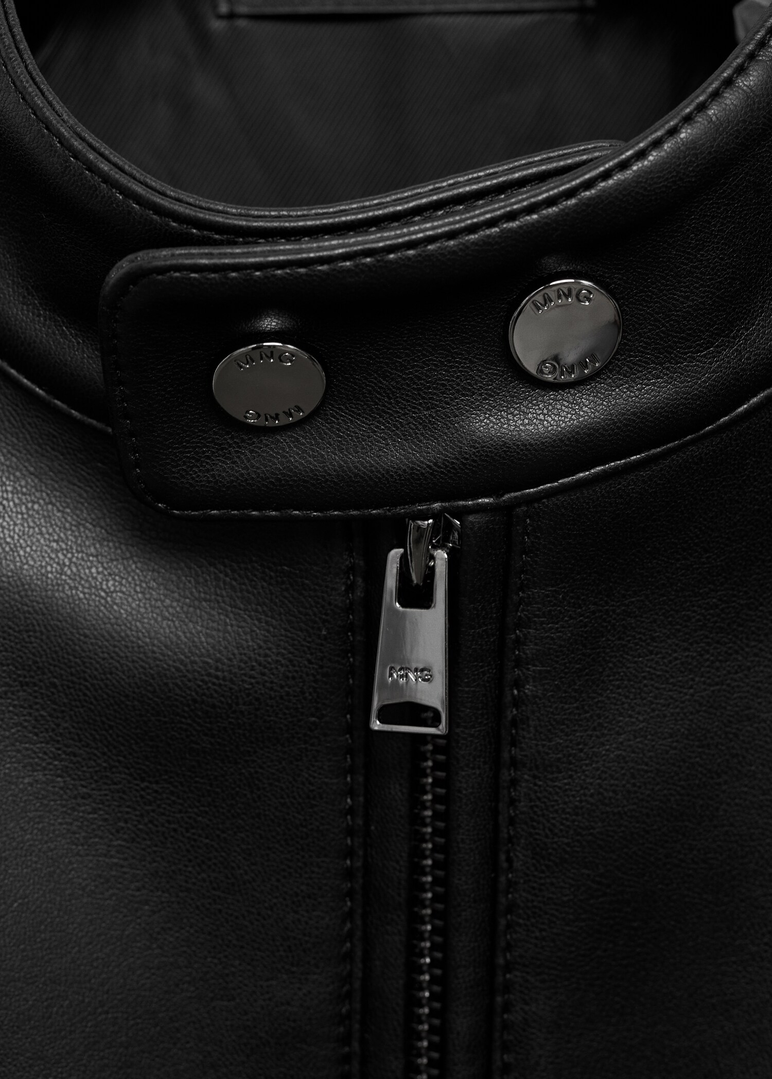 Leather-effect jacket with stitching detail - Details of the article 8