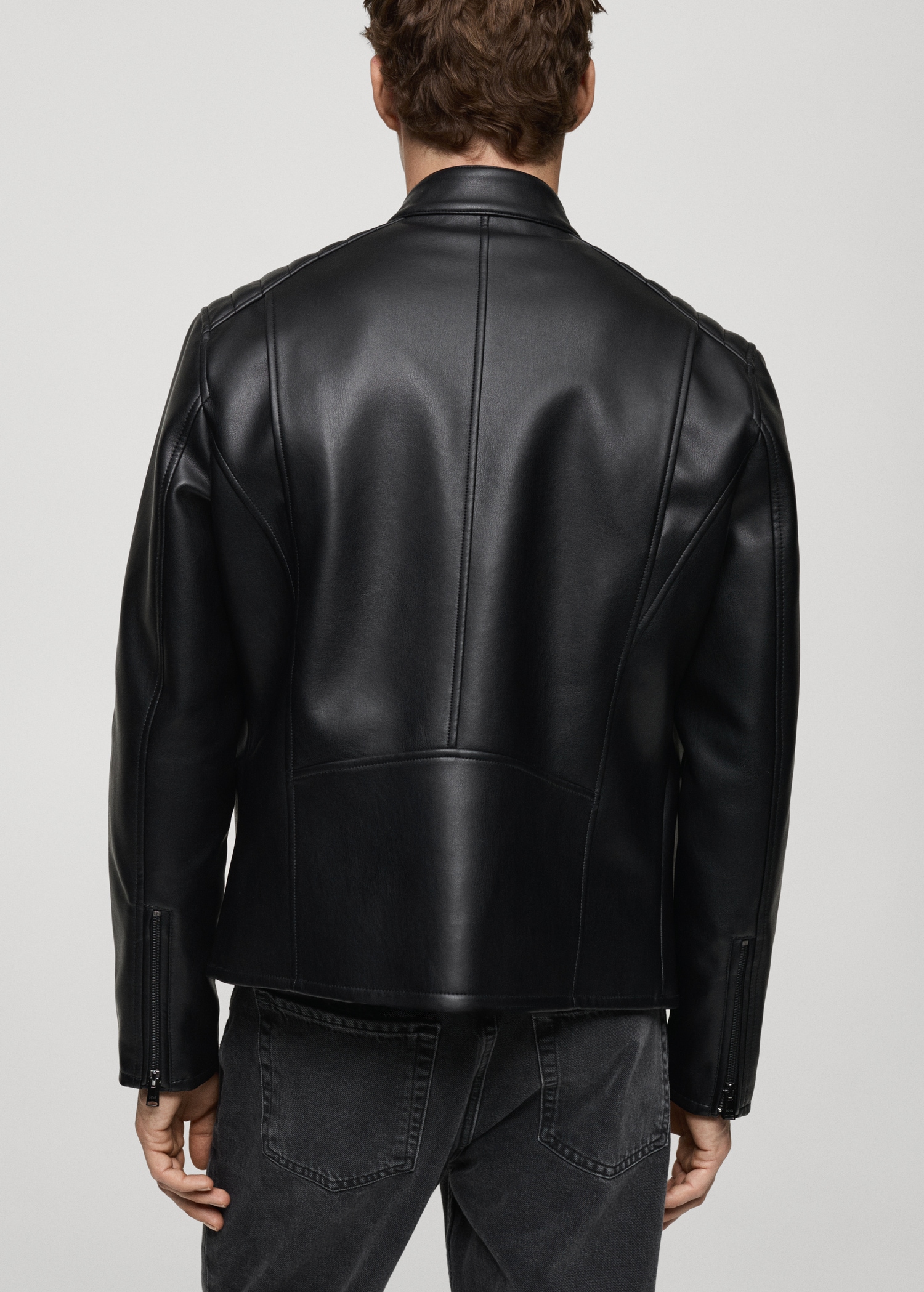 Leather-effect jacket with stitching detail - Reverse of the article