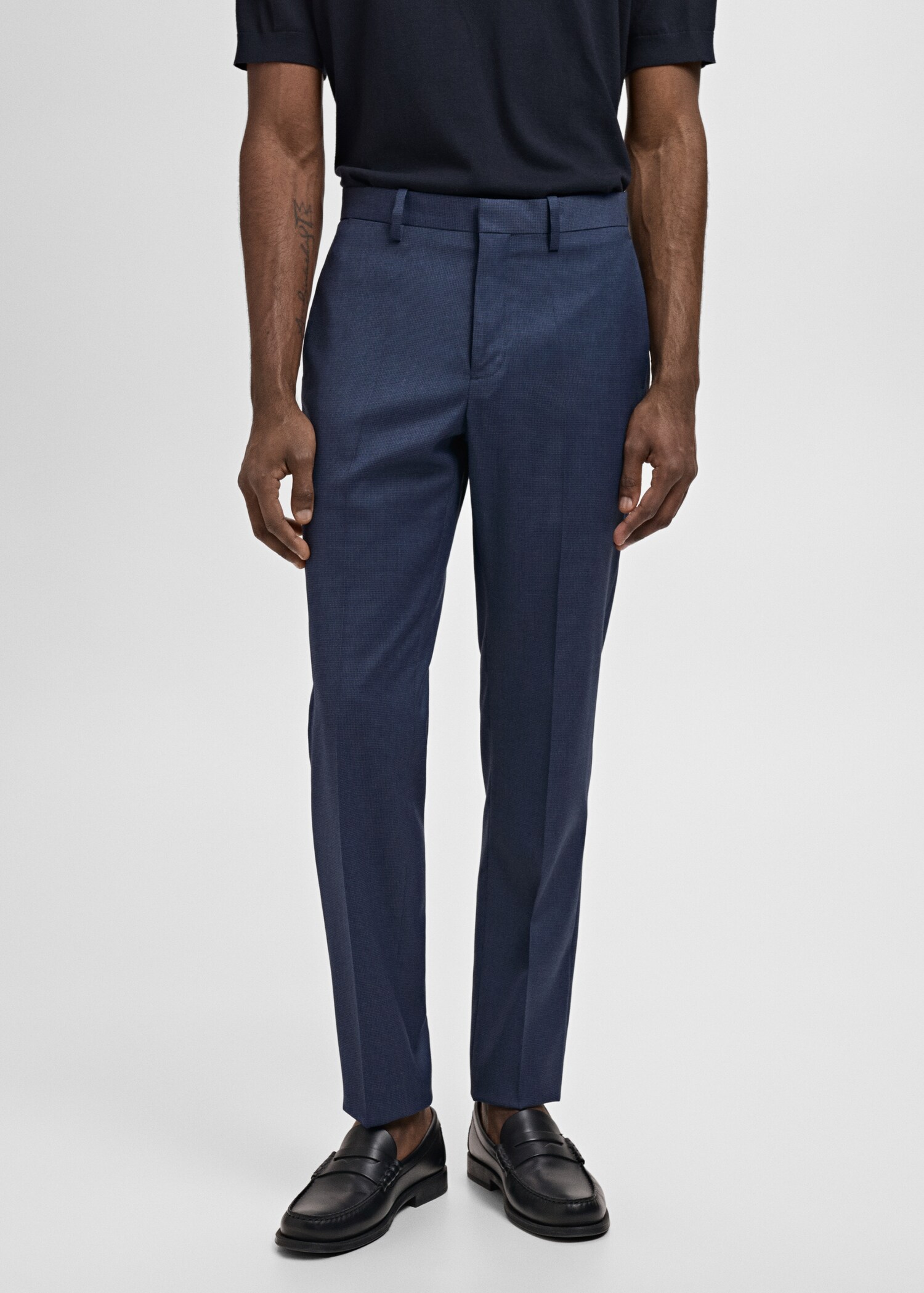 Stretch fabric super slim-fit suit trousers - Medium plane