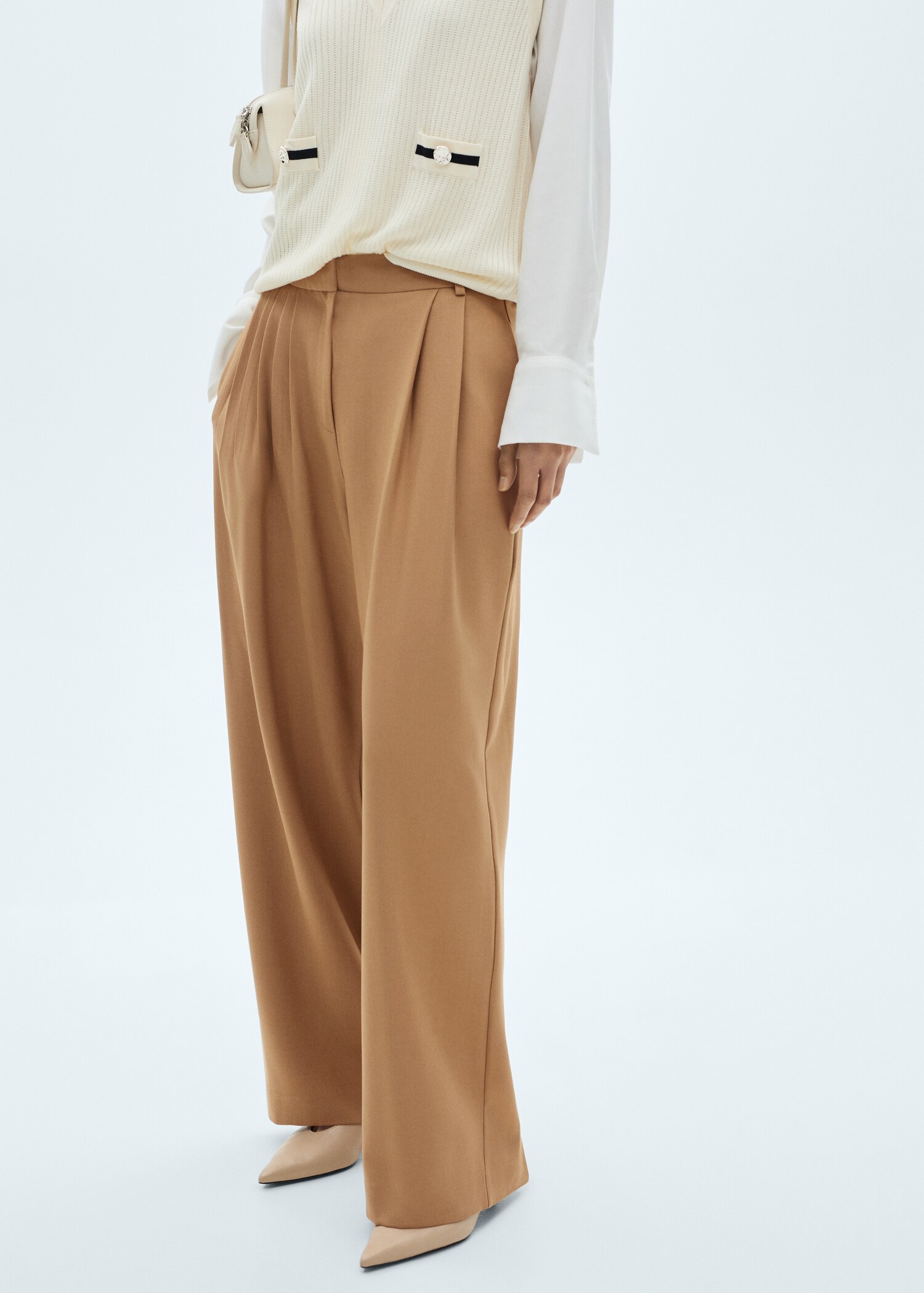 Wideleg-Bundfaltenhose - Mittlere Ansicht