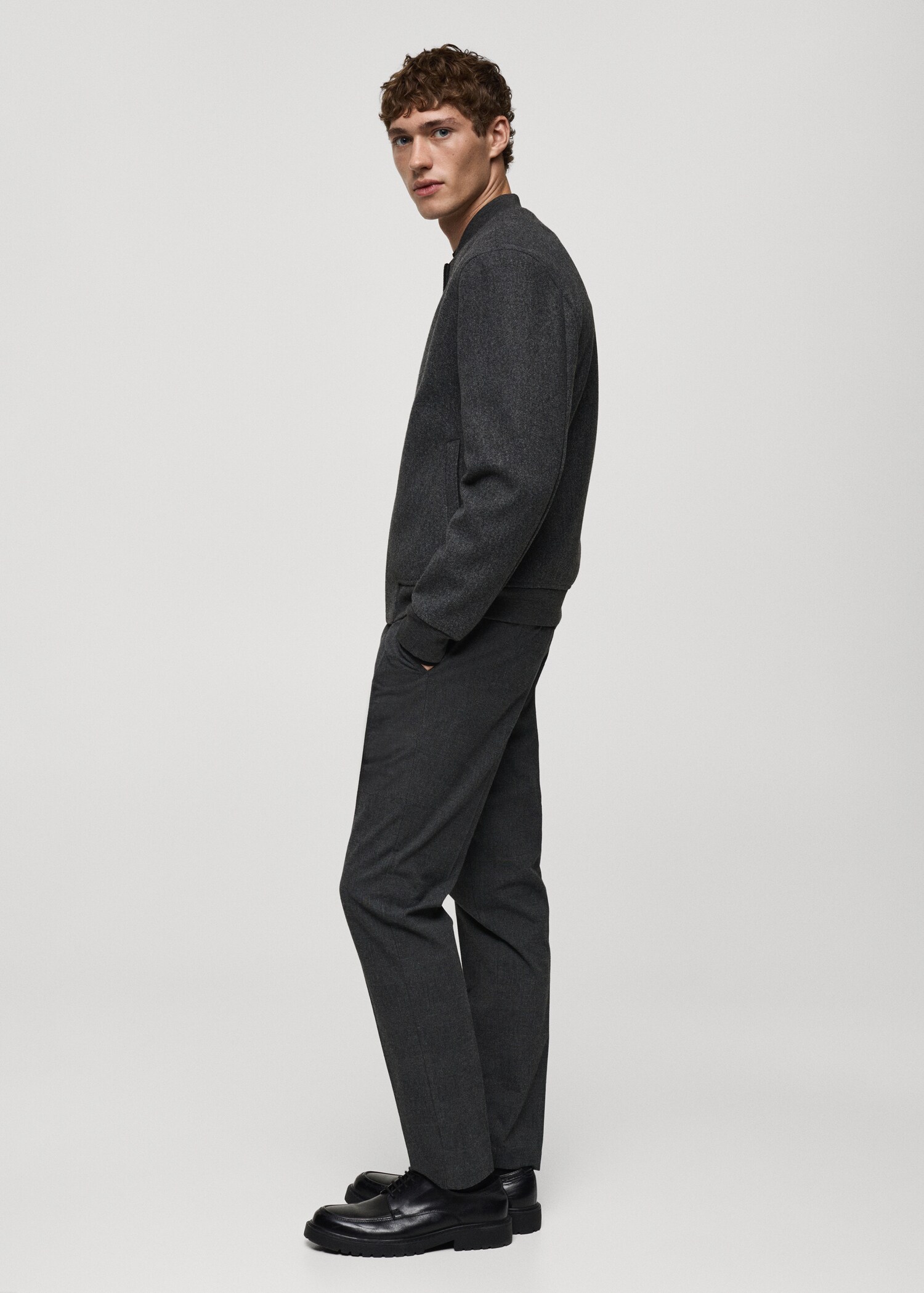 Regular-fit flannel bomber jacket - Details of the article 2