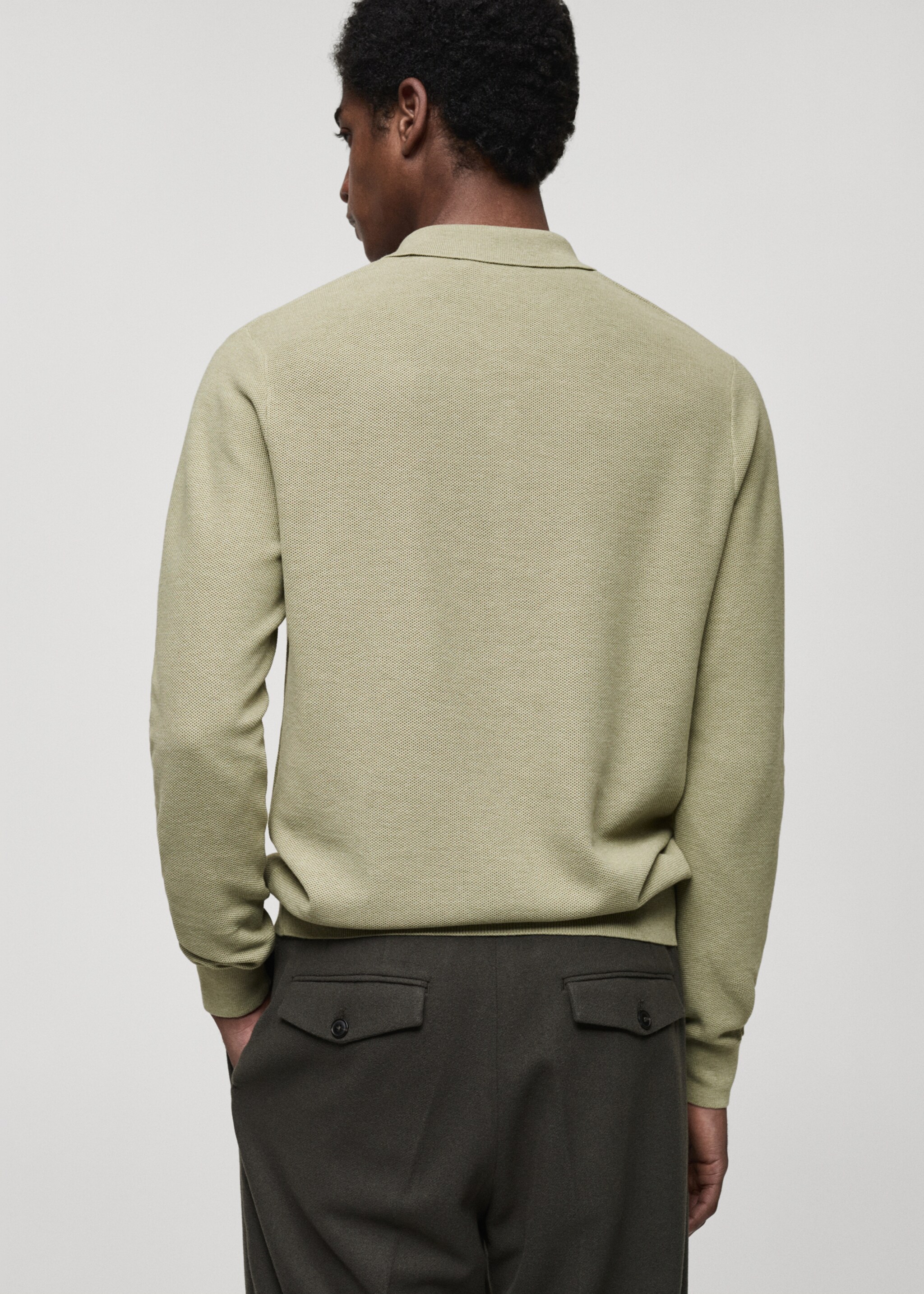 Micro-structured cotton knitted polo shirt - Reverse of the article