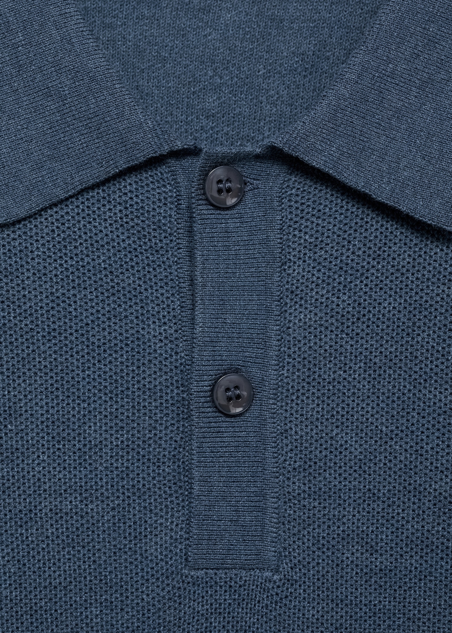 Micro-structured cotton knitted polo shirt - Details of the article 8