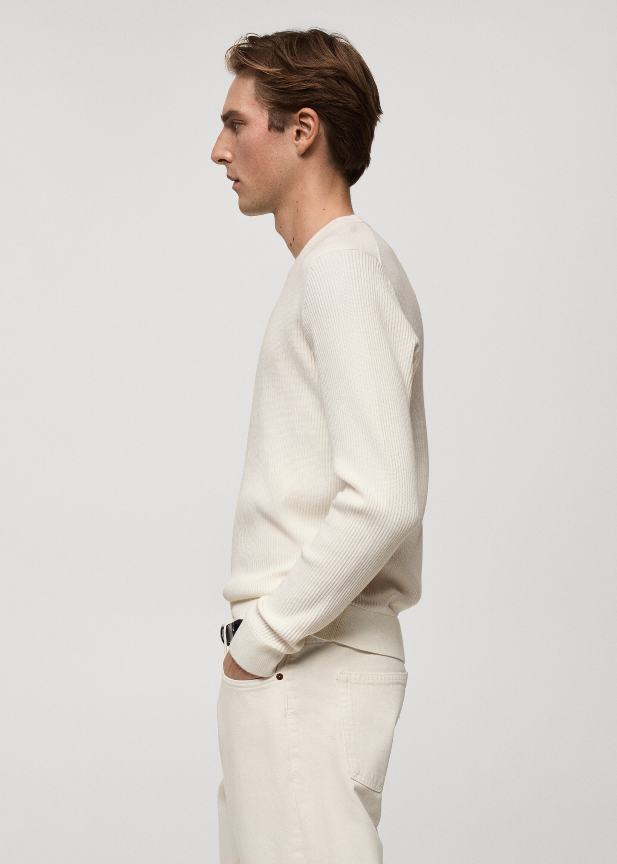 Fine ribbed knit cotton sweater - Details of the article 2