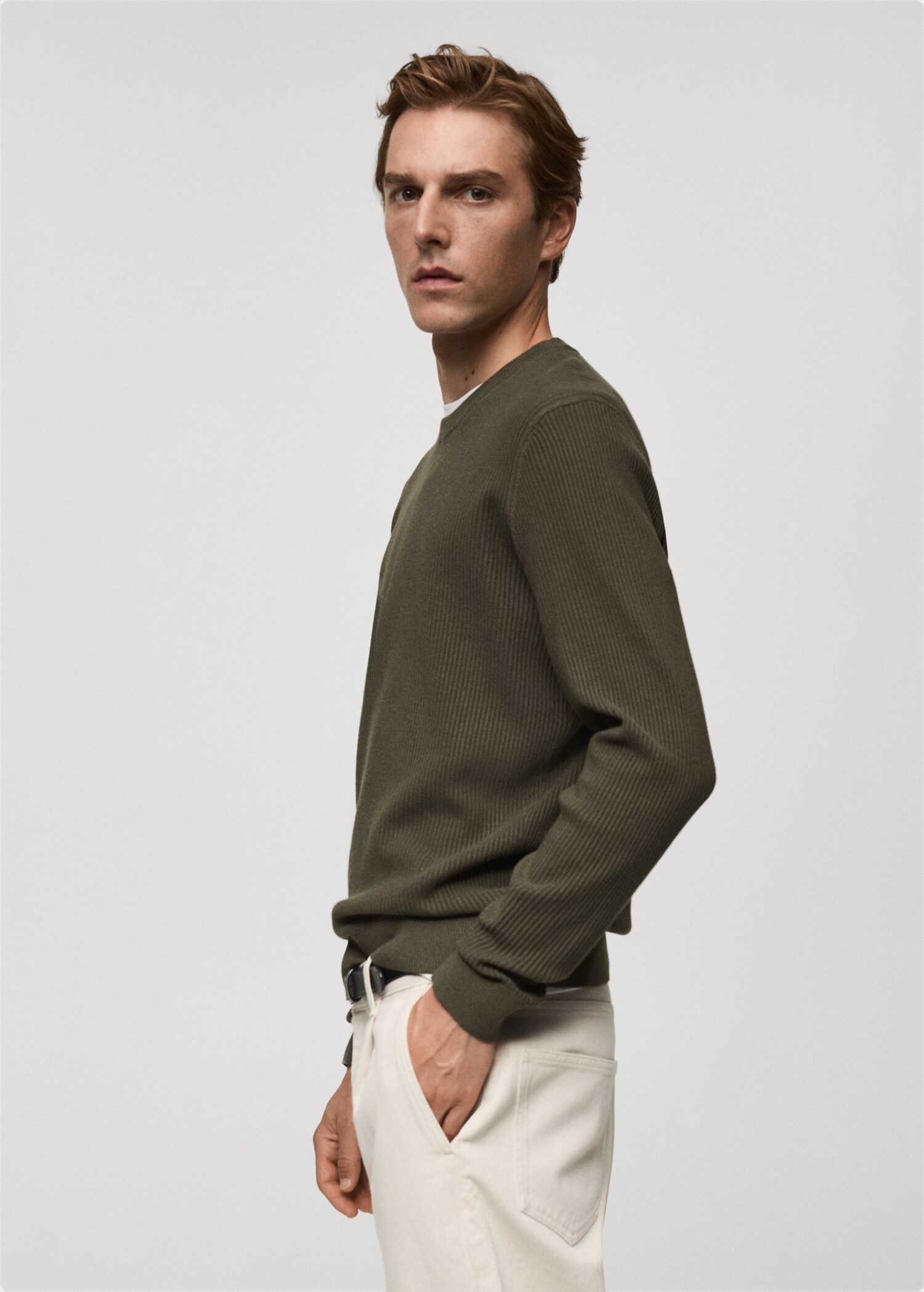 Fine rib-knit cotton sweater - Details of the article 2