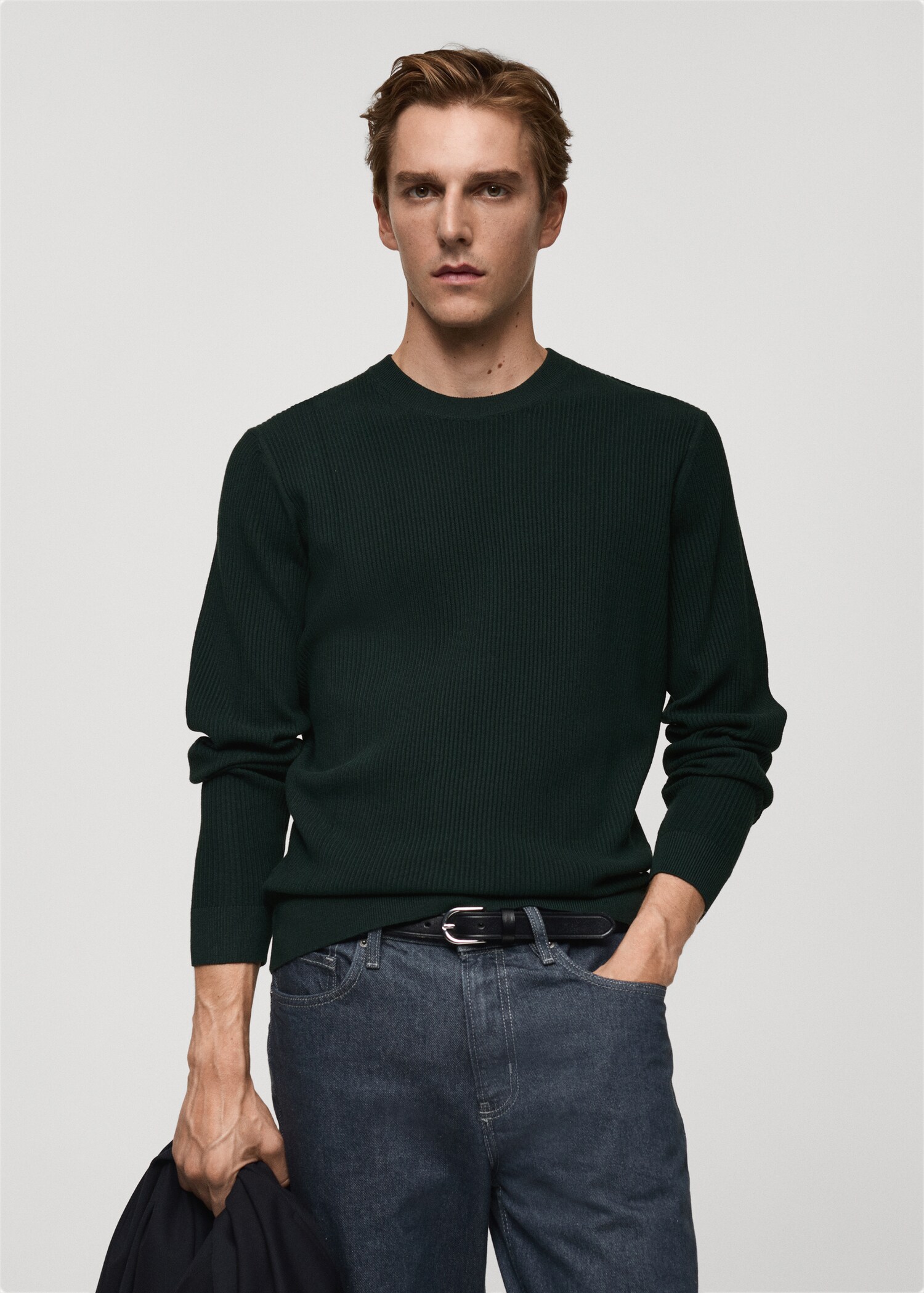 Fine rib-knit cotton sweater - Medium plane