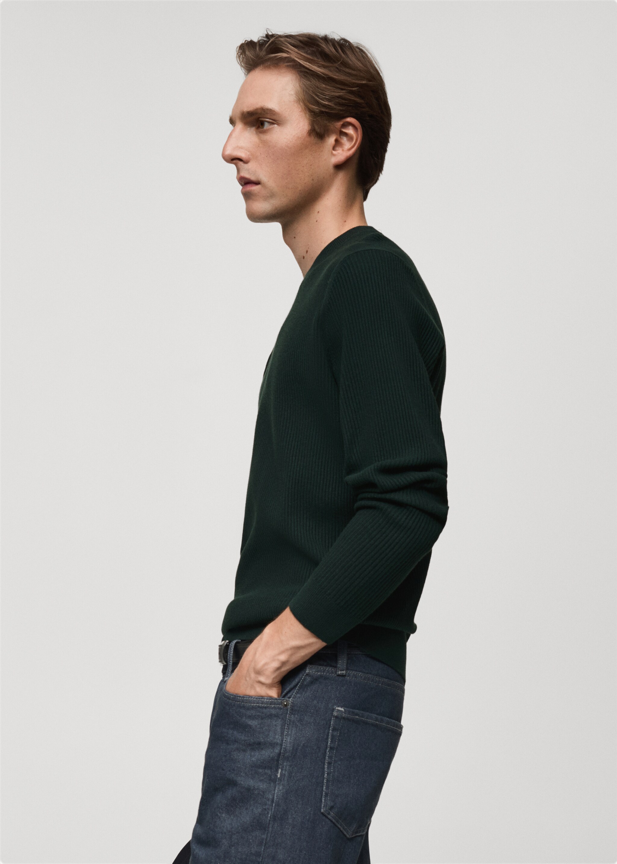 Fine ribbed knit cotton sweater - Details of the article 2